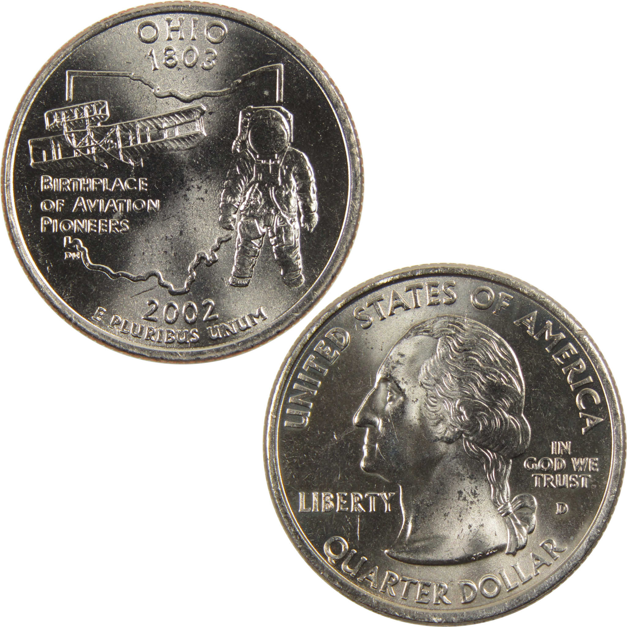 2002 D Ohio State Quarter BU Uncirculated Clad 25c Coin