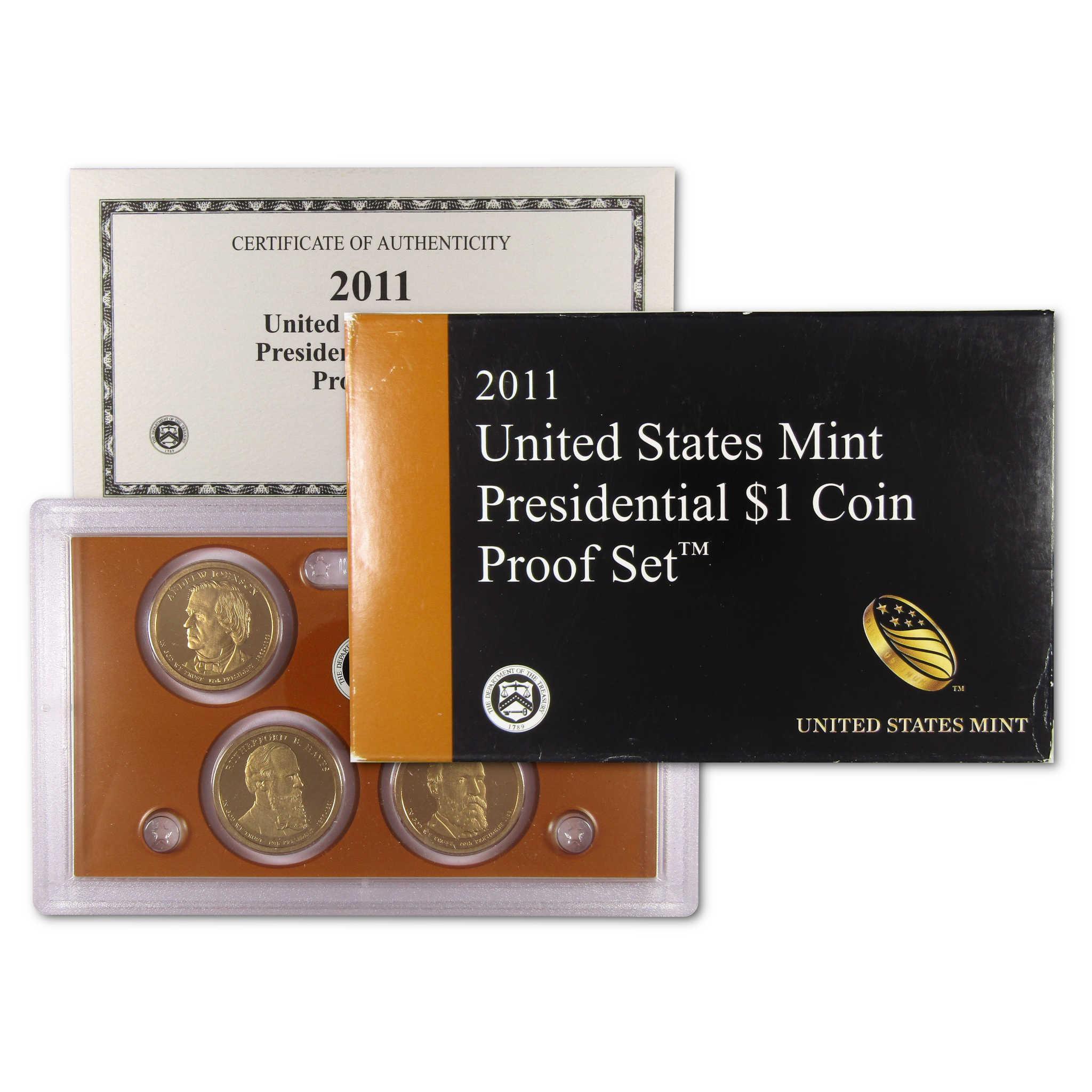 2011 United States Mint Presidential $1 Coin Proof Set with certificate of authenticity