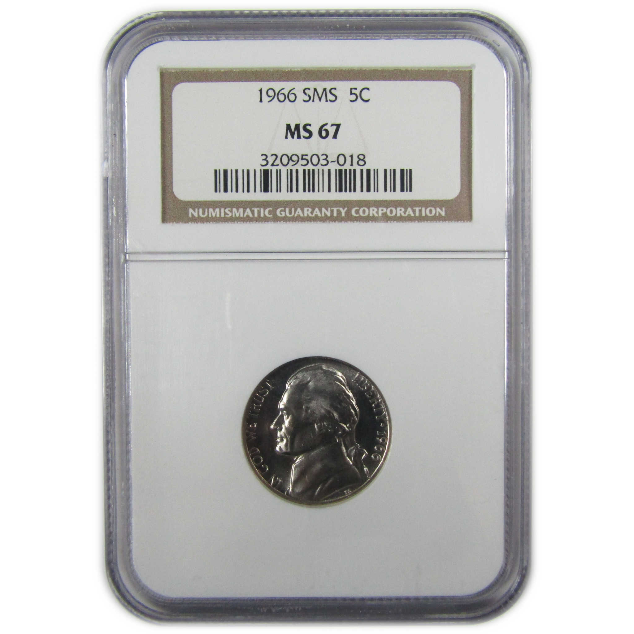 1966 SMS Jefferson Nickel MS 67 NGC Uncirculated 5c Coin SKU:I26453