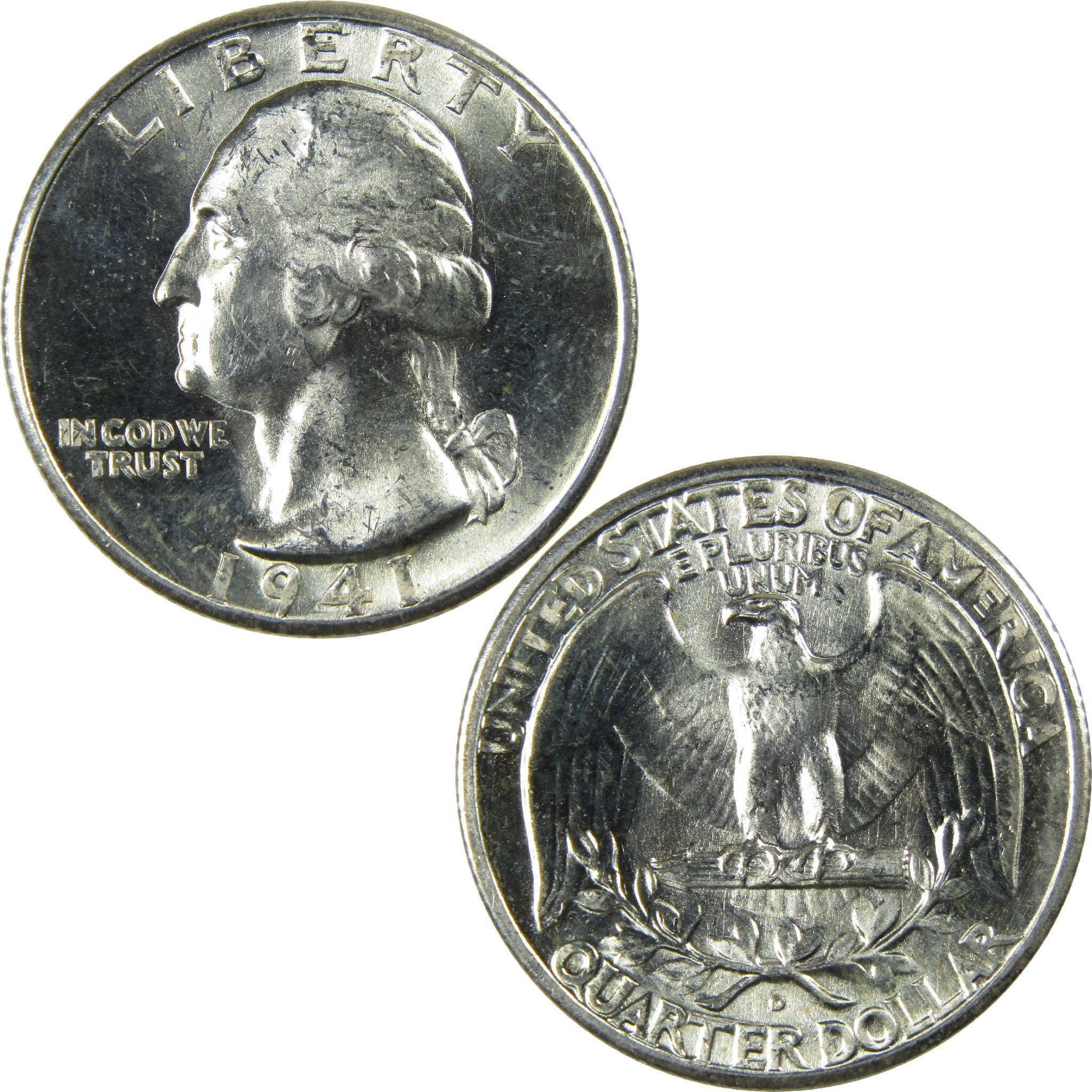 1941 D Washington Silver Quarter BU Choice Uncirculated Mint State
