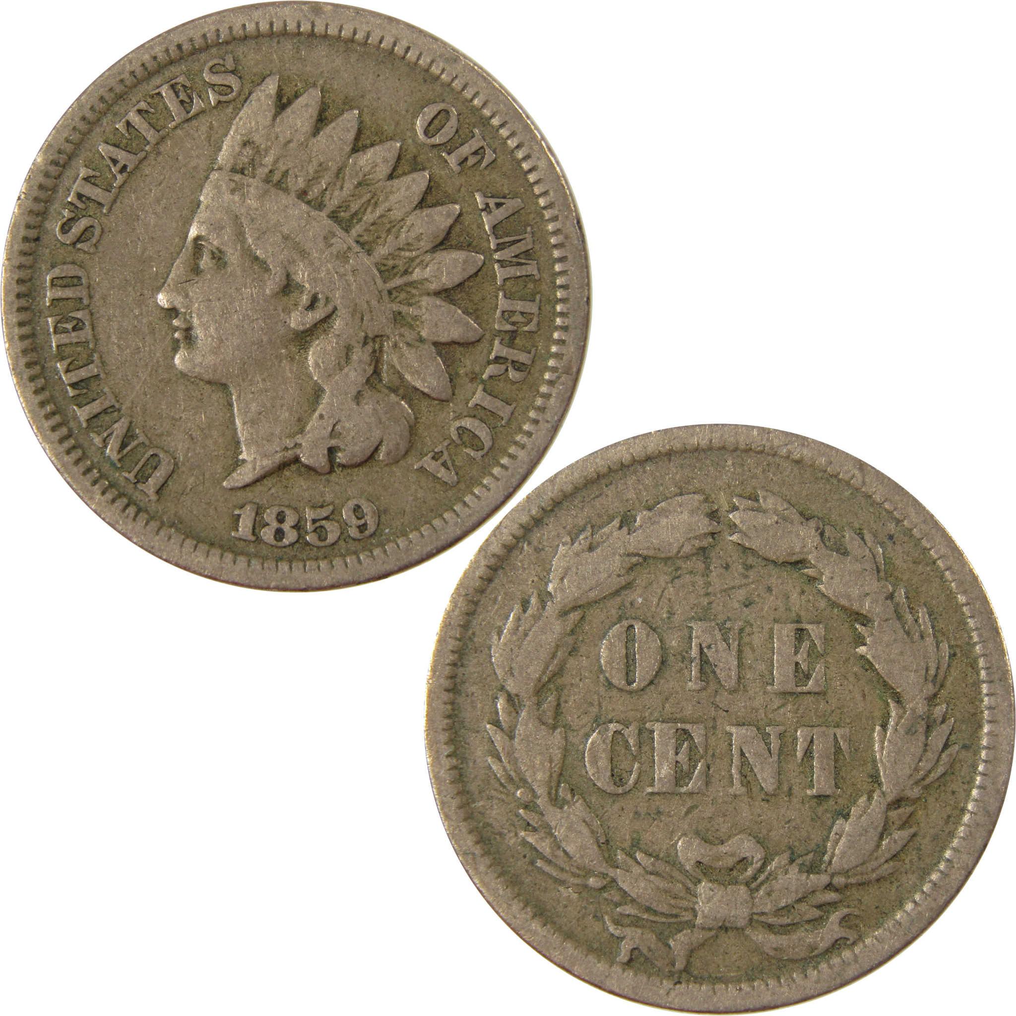 1859 Indian Head Cent VG Very Good Penny 1c Coin SKU:CP1259