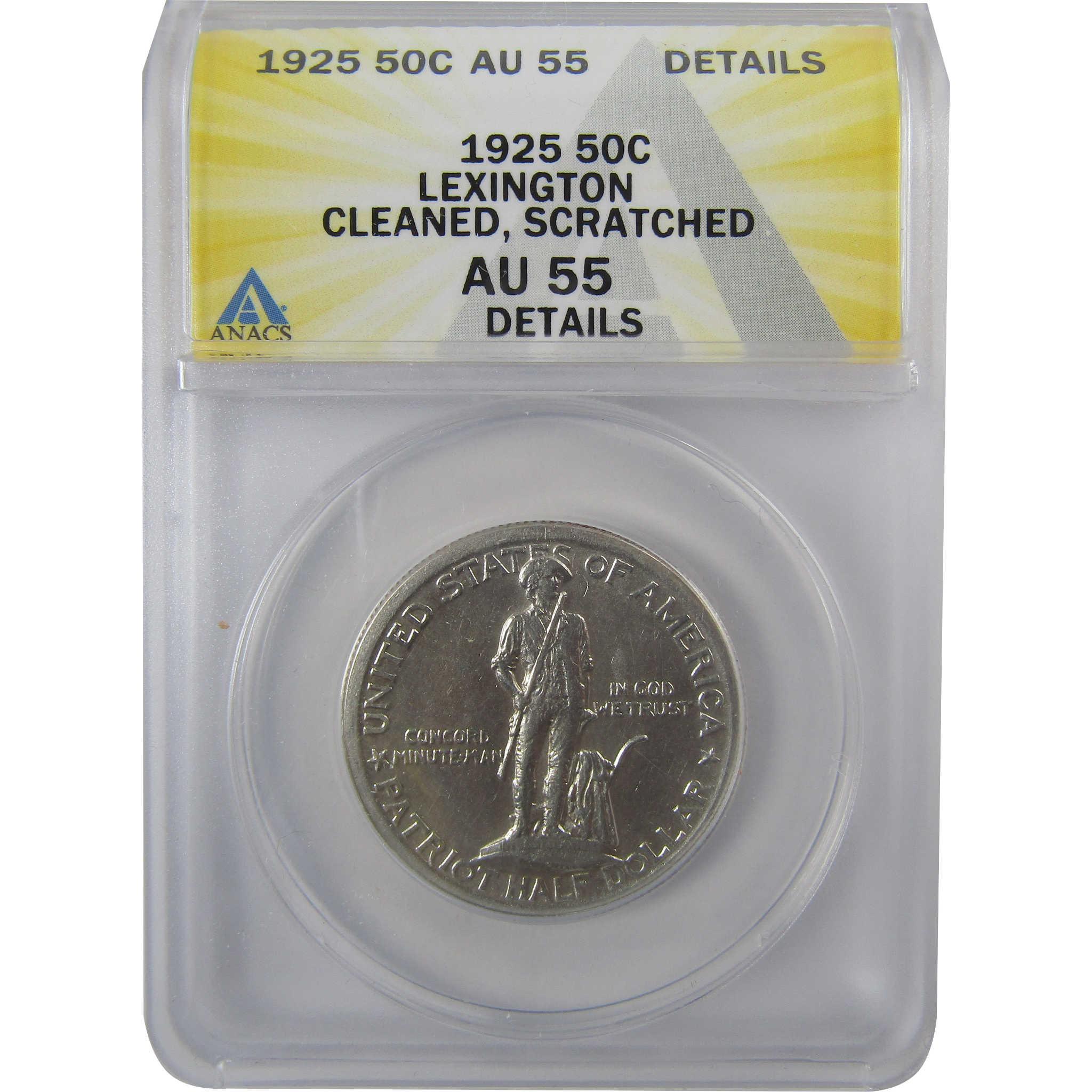 1925 Lexington-Concord Commemorative 50C AU 55 Detail ANACS SKU:I25445
