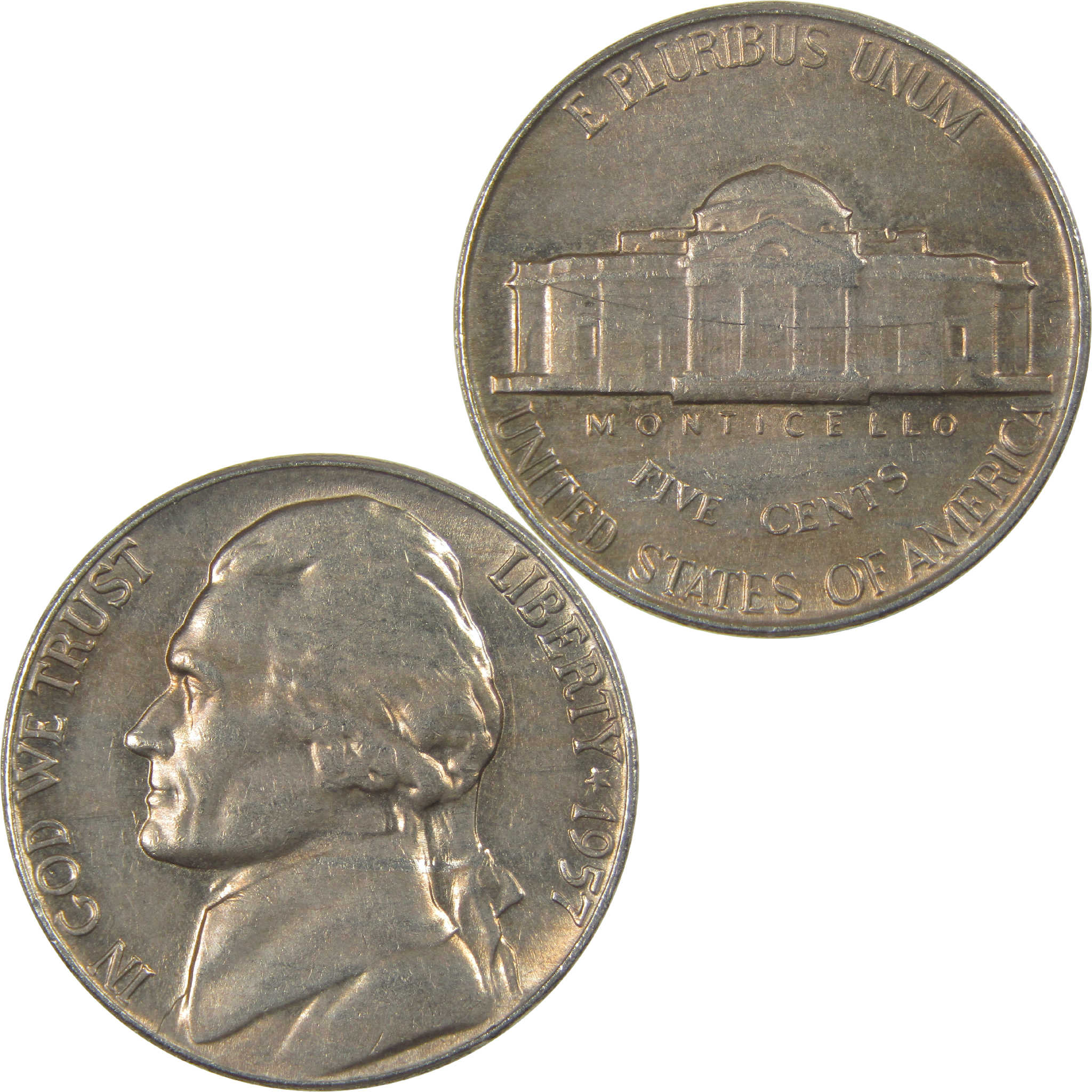 1957 Jefferson Nickel Circulated 5c Coin Collectible