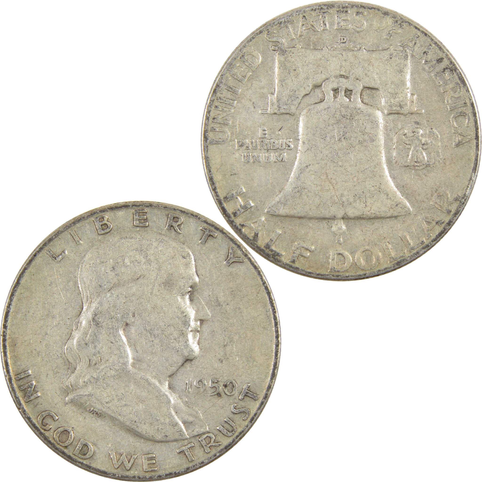 1950 D Franklin Half Dollar VG Very Good Silver 50c Coin