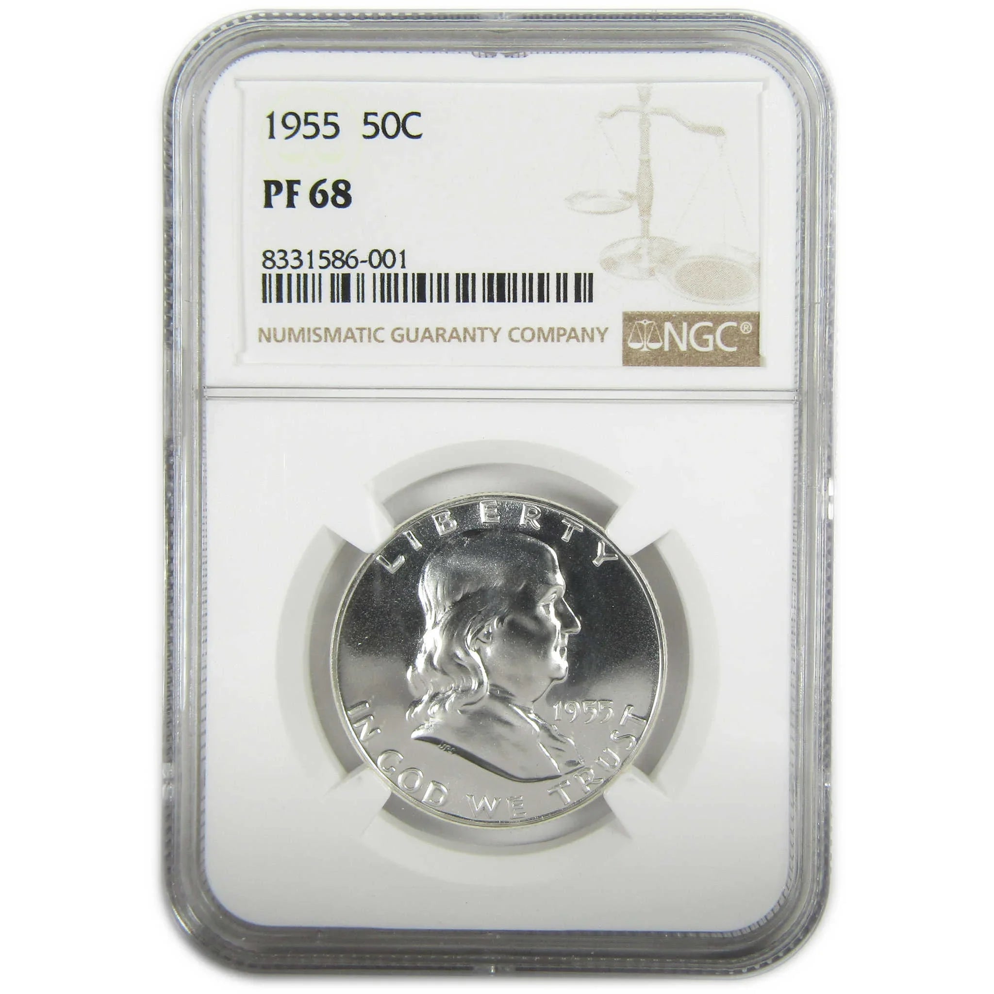 1955 Franklin Silver Half Dollar PF 68 NGC Proof 50c Coin SKU:I27401