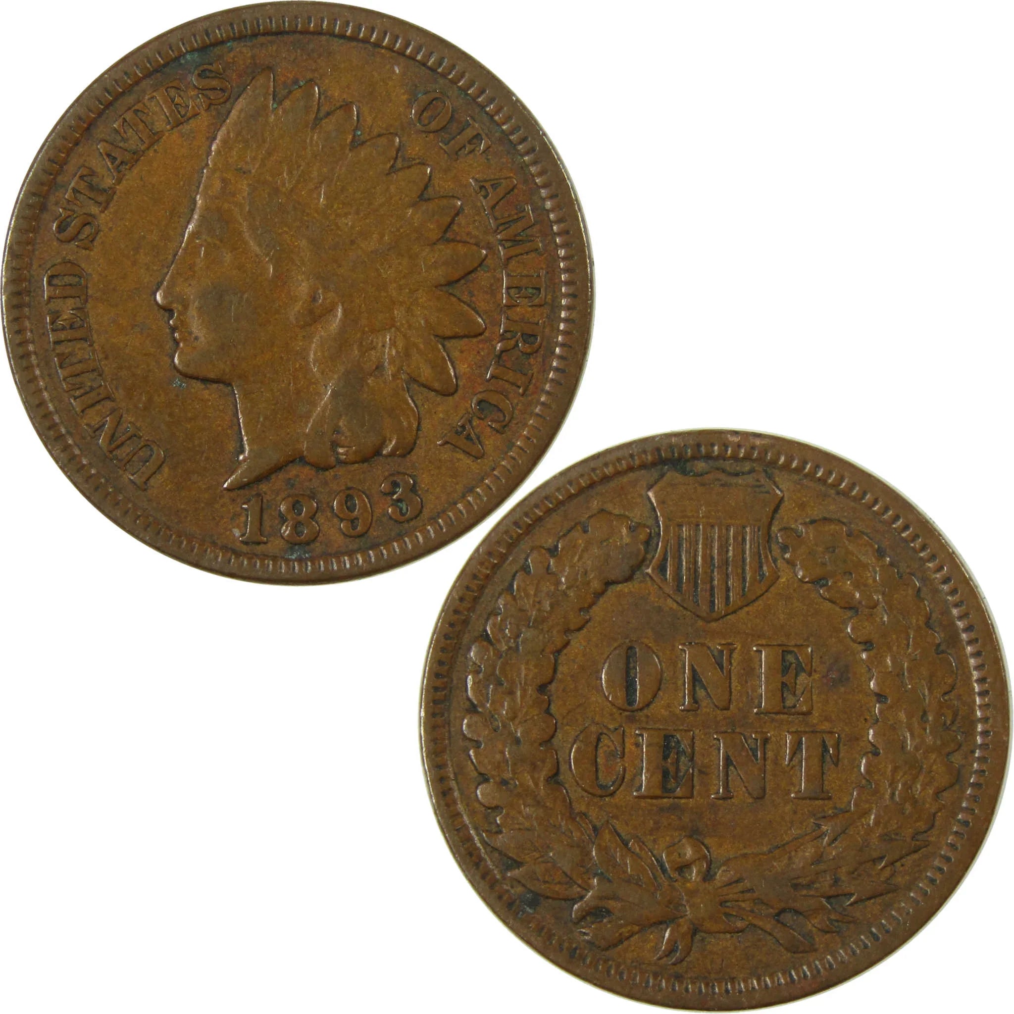 1893 Indian Head Cent VF Very Fine Penny 1c Coin SKU:I26992