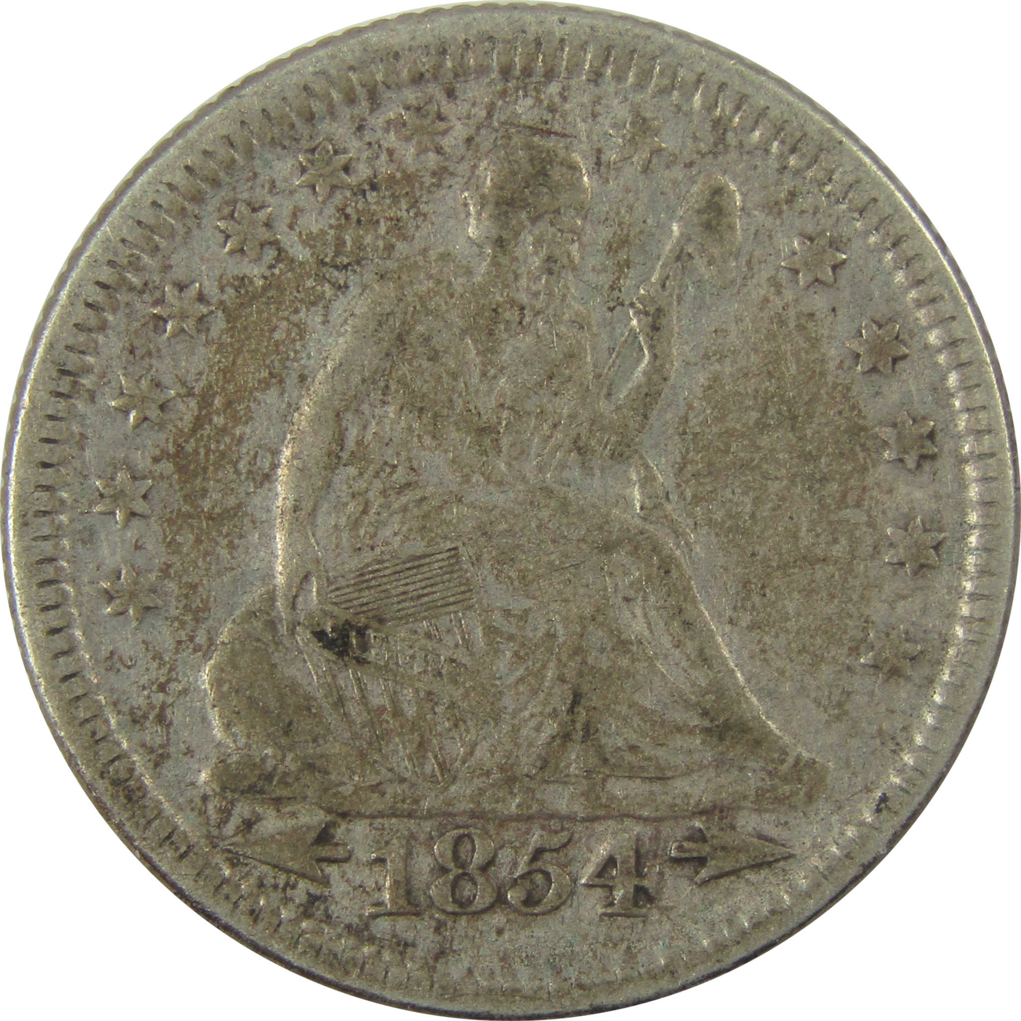 1854 Seated Liberty Quarter XF EF Extremely Fine Silver SKU:I20005