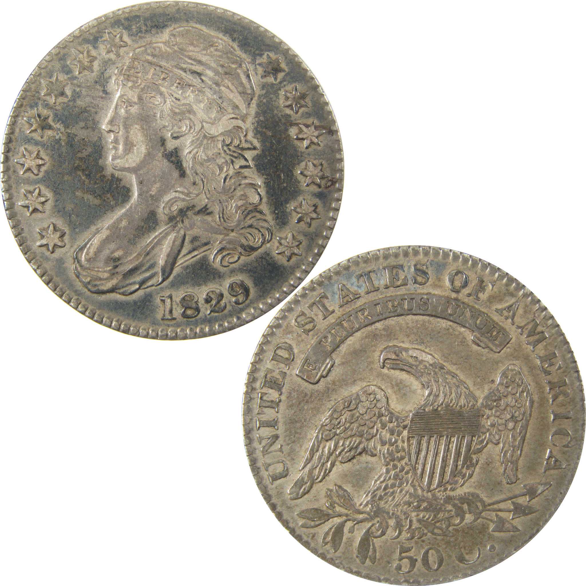 1829 Small Letters Capped Bust Silver 50c XF EF SKU:CP1495