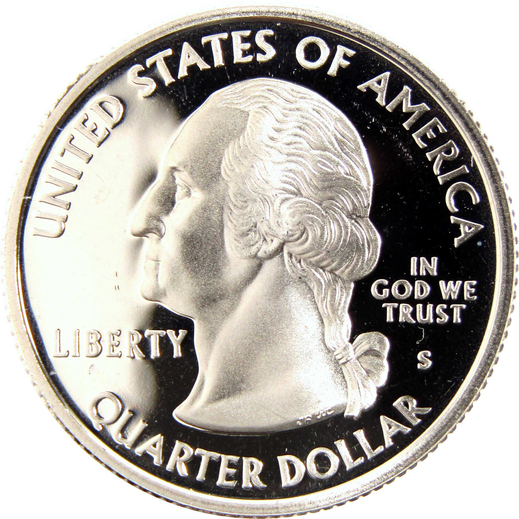 Proof finish United States quarter dollar coin featuring George Washington profile