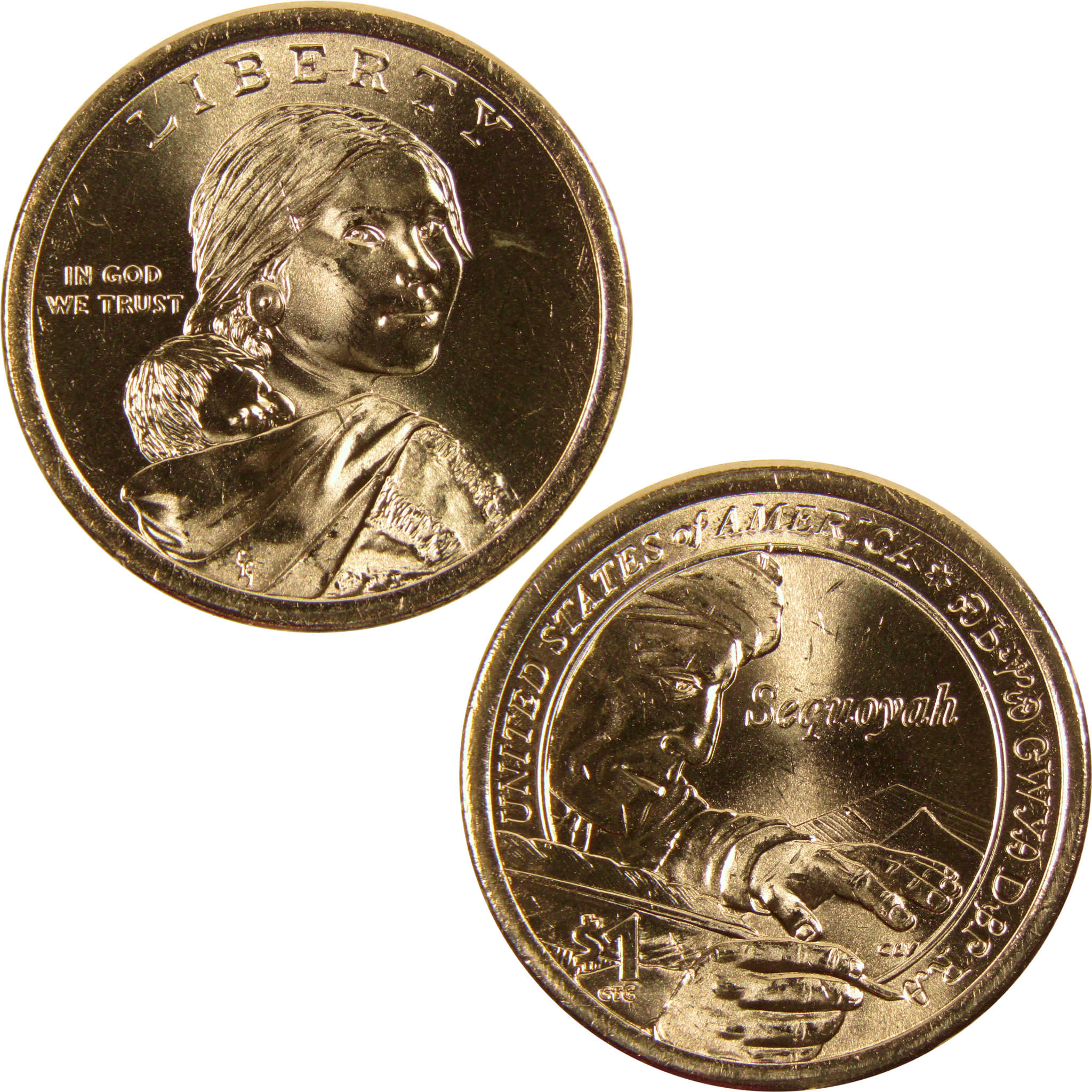 2017 D Sequoyah Native American Dollar BU Uncirculated $1 Coin