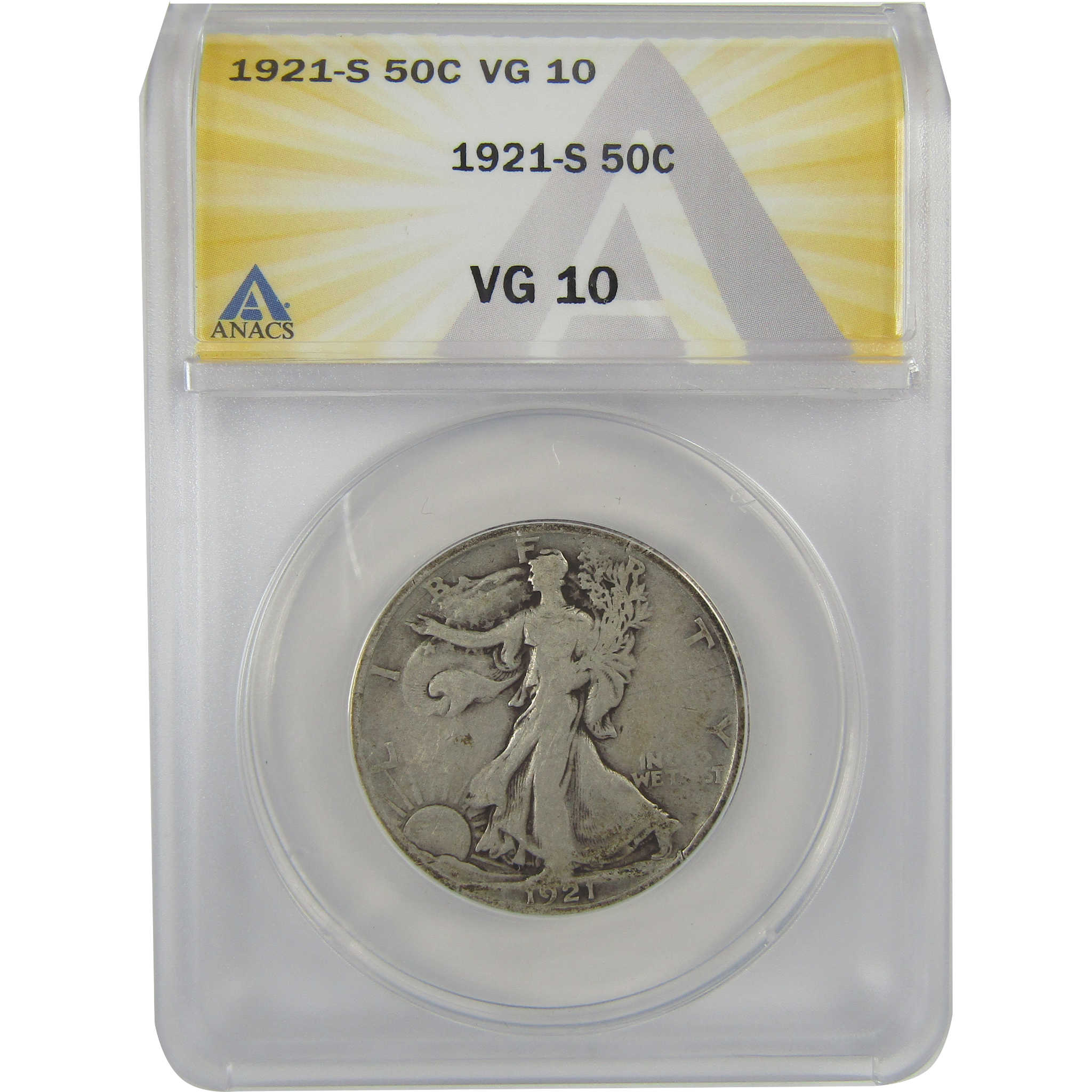 1921 S Liberty Walking Half Dollar VG 10 ANACS Silver SKU:I20833