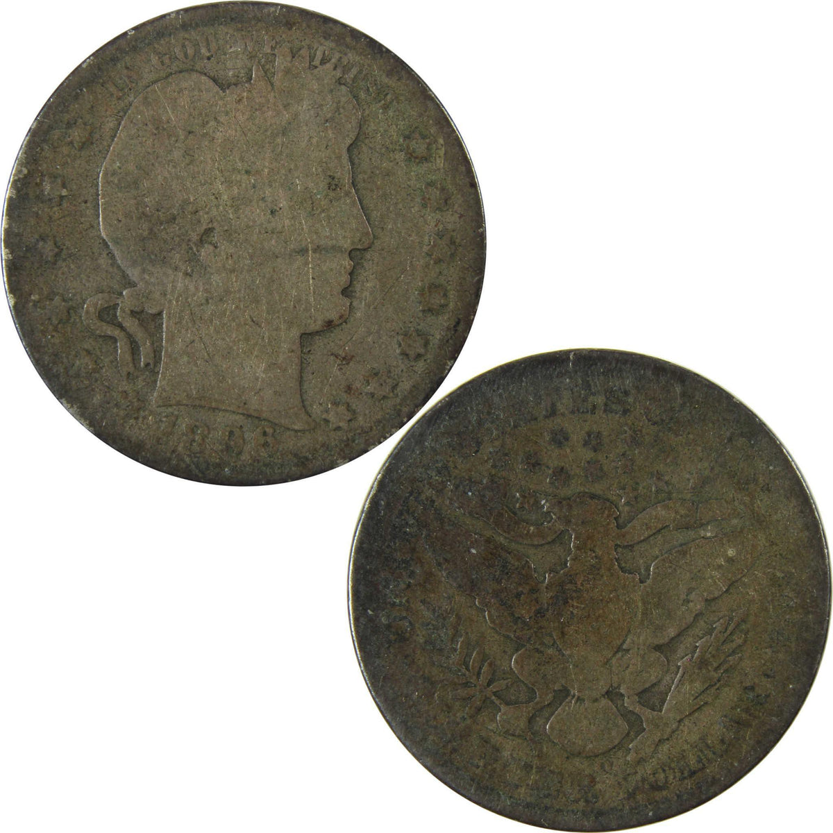 1896 O Barber Silver Quarter AG About Good SKU:CP895