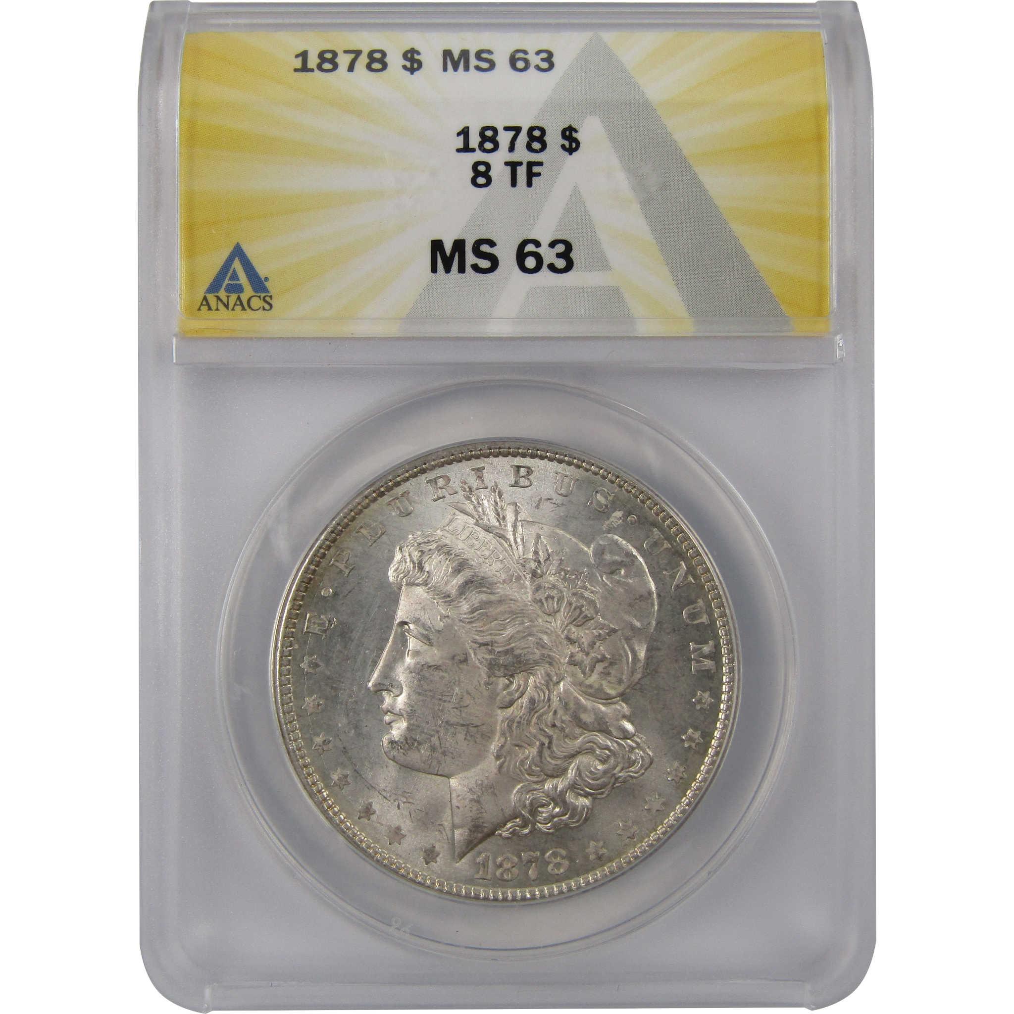 1878 8TF Morgan Dollar MS 63 ANACS 90% Silver $1 Coin SKU:I10163 - Morgan coin - Morgan silver dollar - Morgan silver dollar for sale - Profile Coins & Collectibles