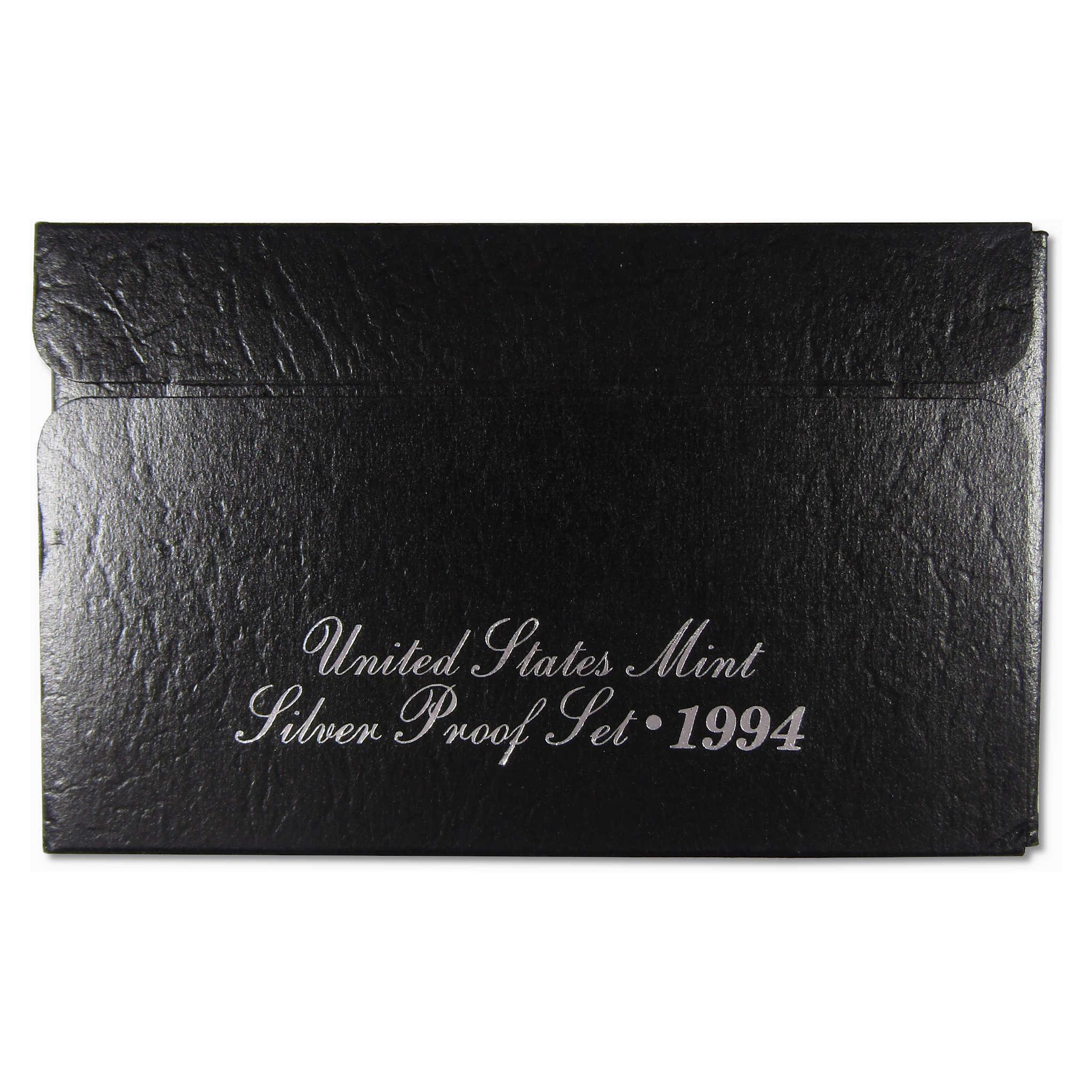 United States Mint Silver Proof Set 1994 black collector's envelope