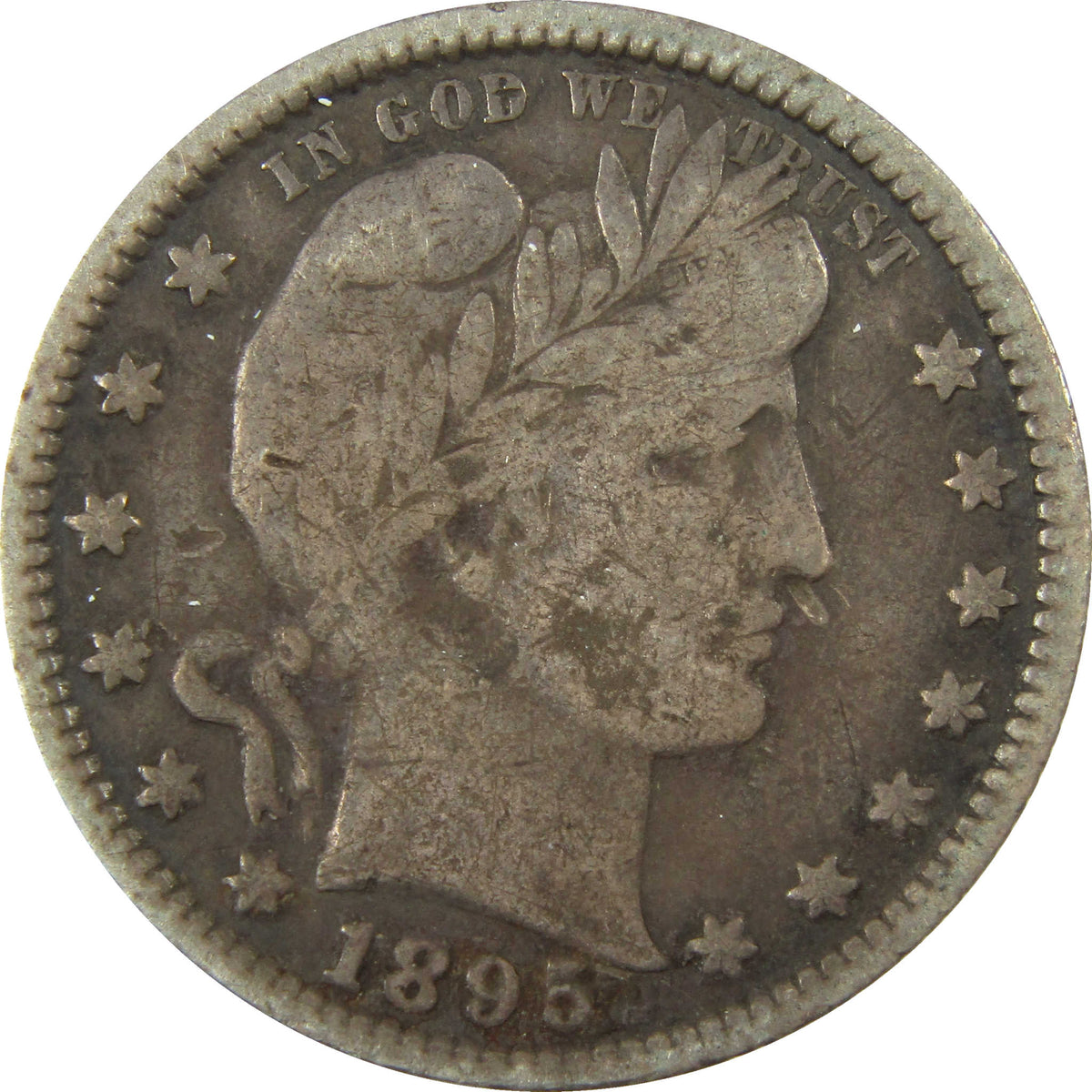 1895 Barber Silver Quarter F Fine Details 25c Coin SKU:I28541