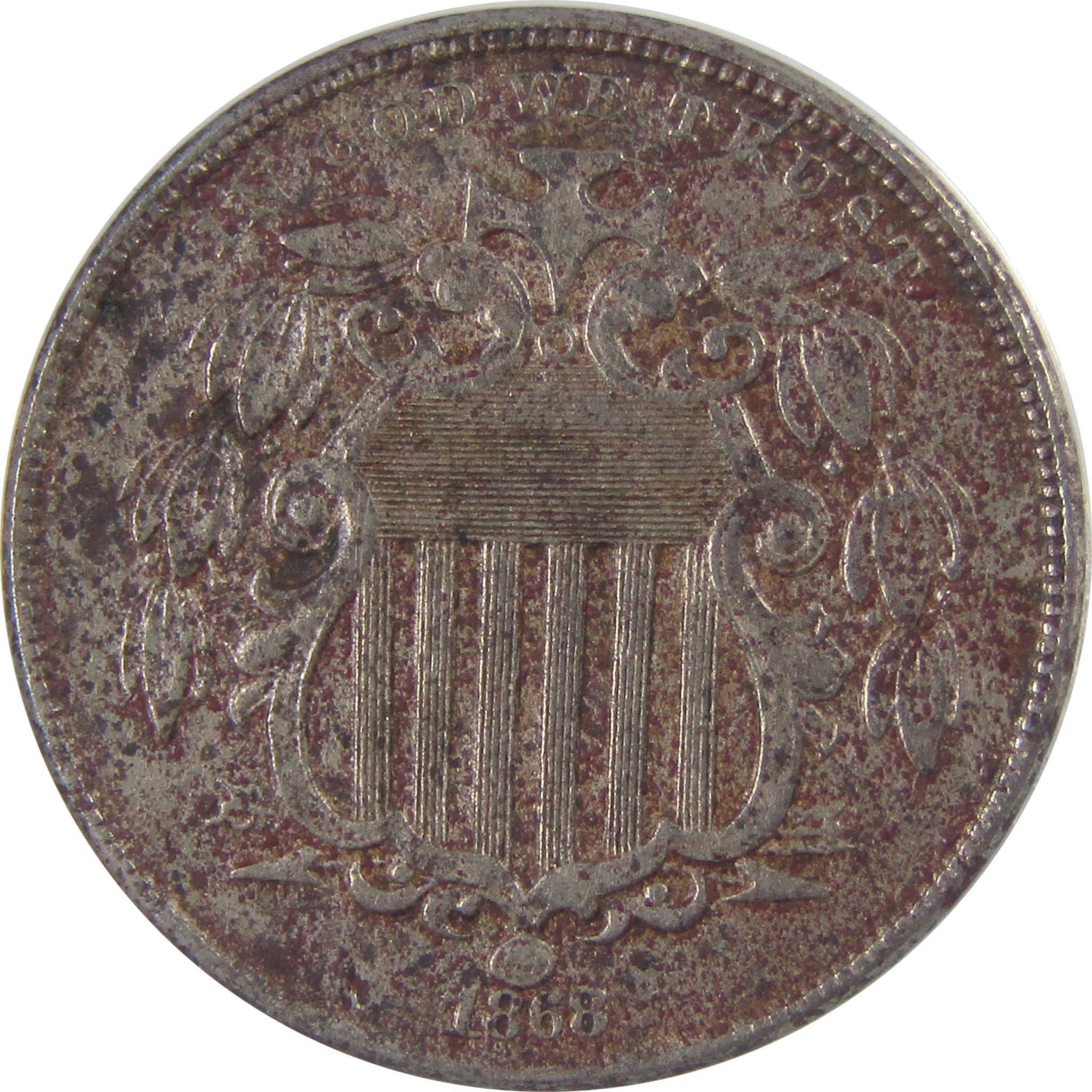 1868 Shield Nickel AU 50 Details ANACS 5c Coin Collectible SKU:I25503