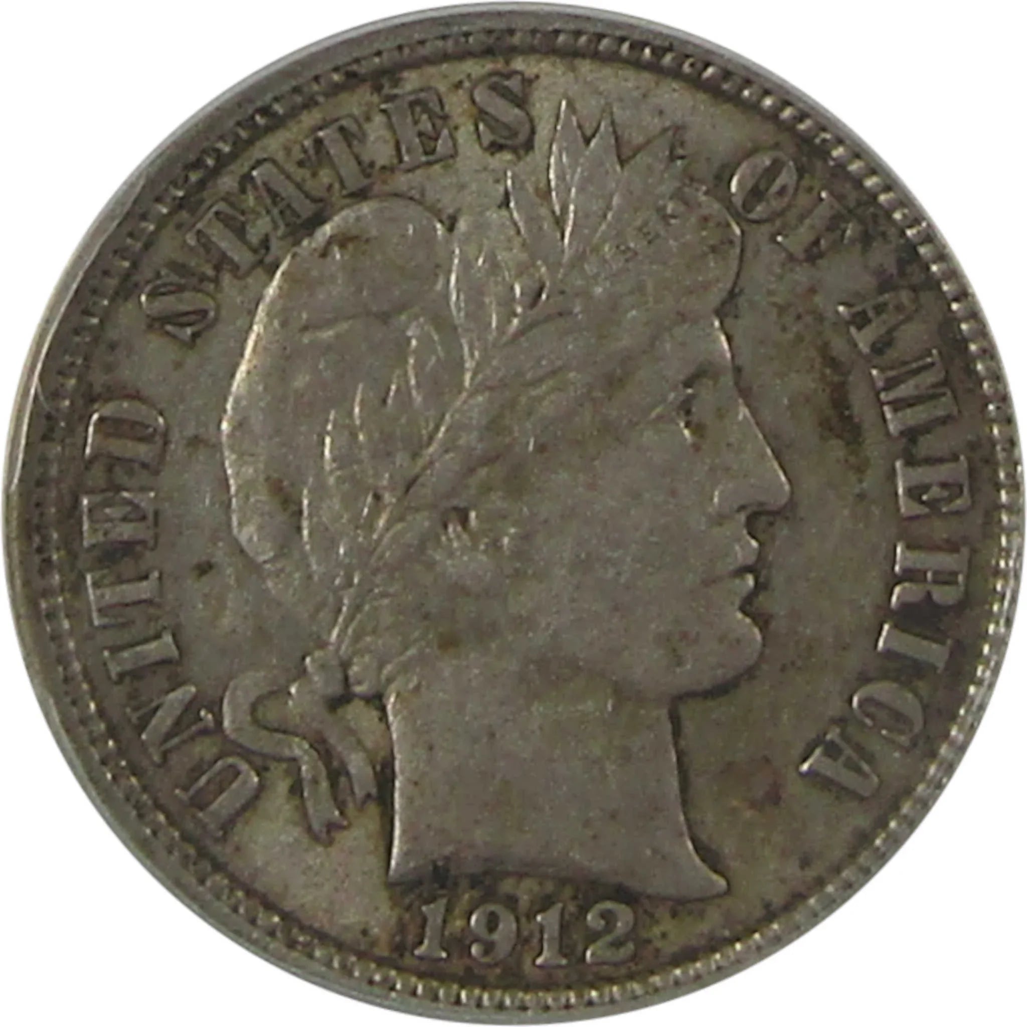 1912 Barber Dime AU 53 ANACS Silver 10c Coin SKU:I23026