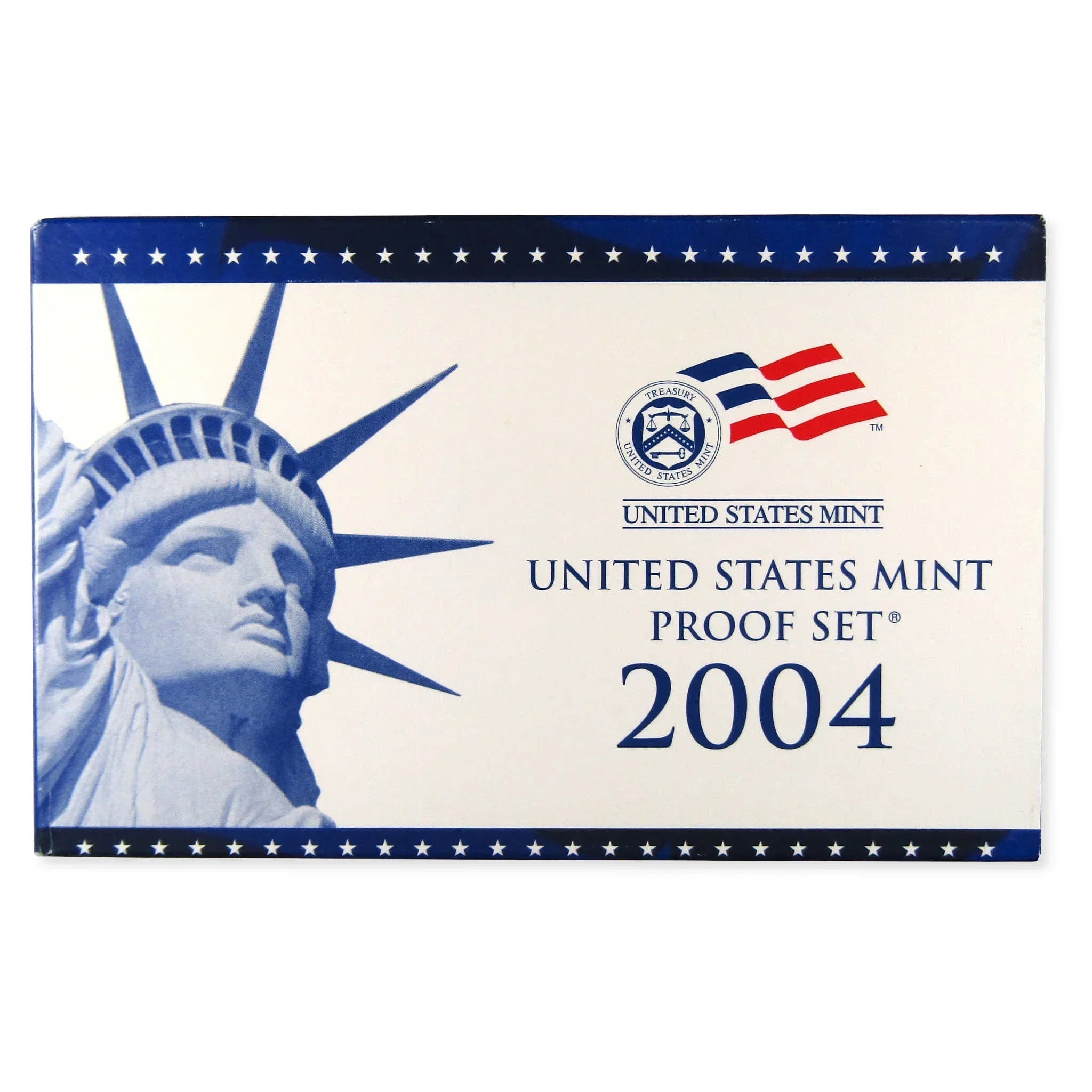 2004 United States Mint Proof Set box with Statue of Liberty and patriotic design