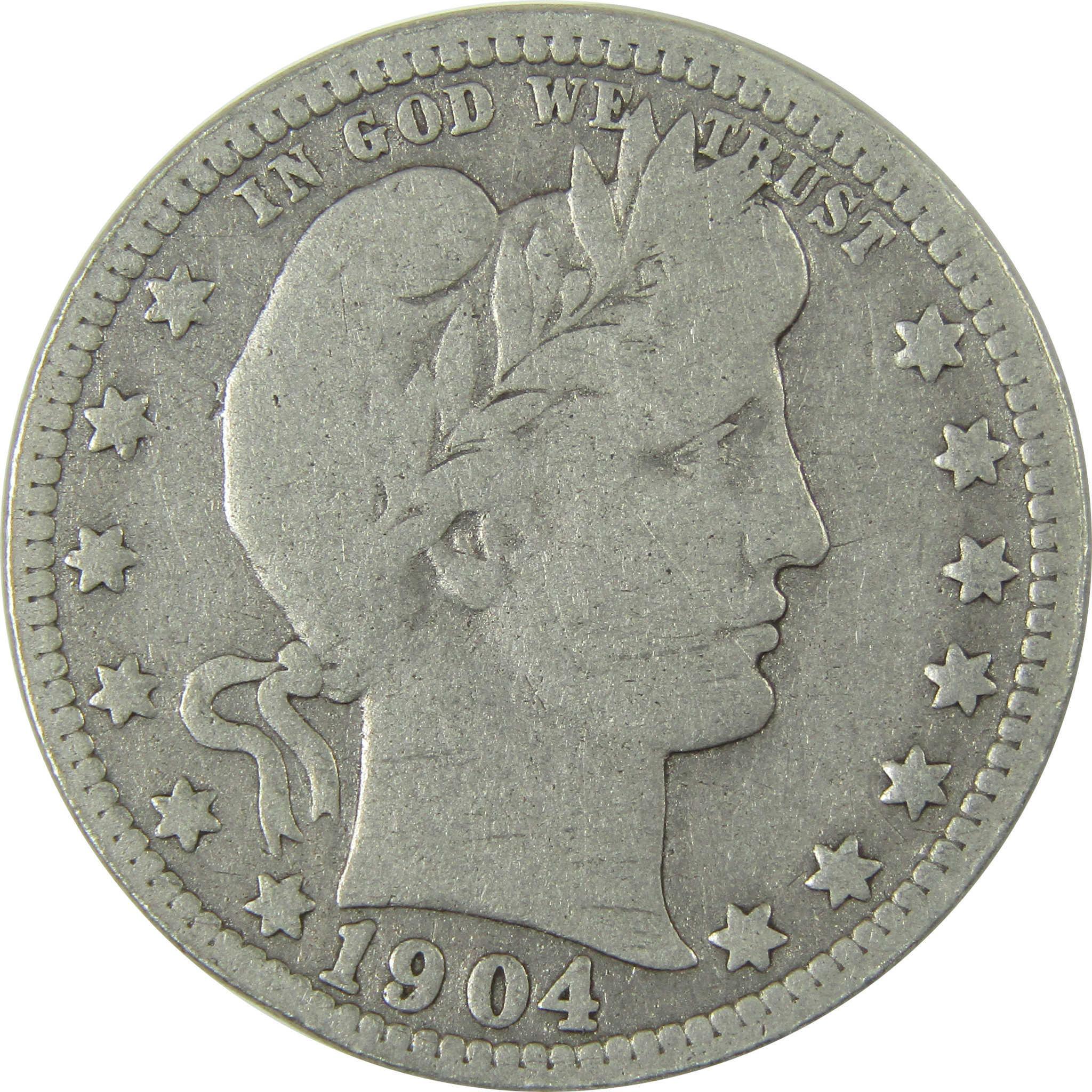 1904 O Barber Silver Quarter VG Very Good Details 25c Coin SKU:CP879