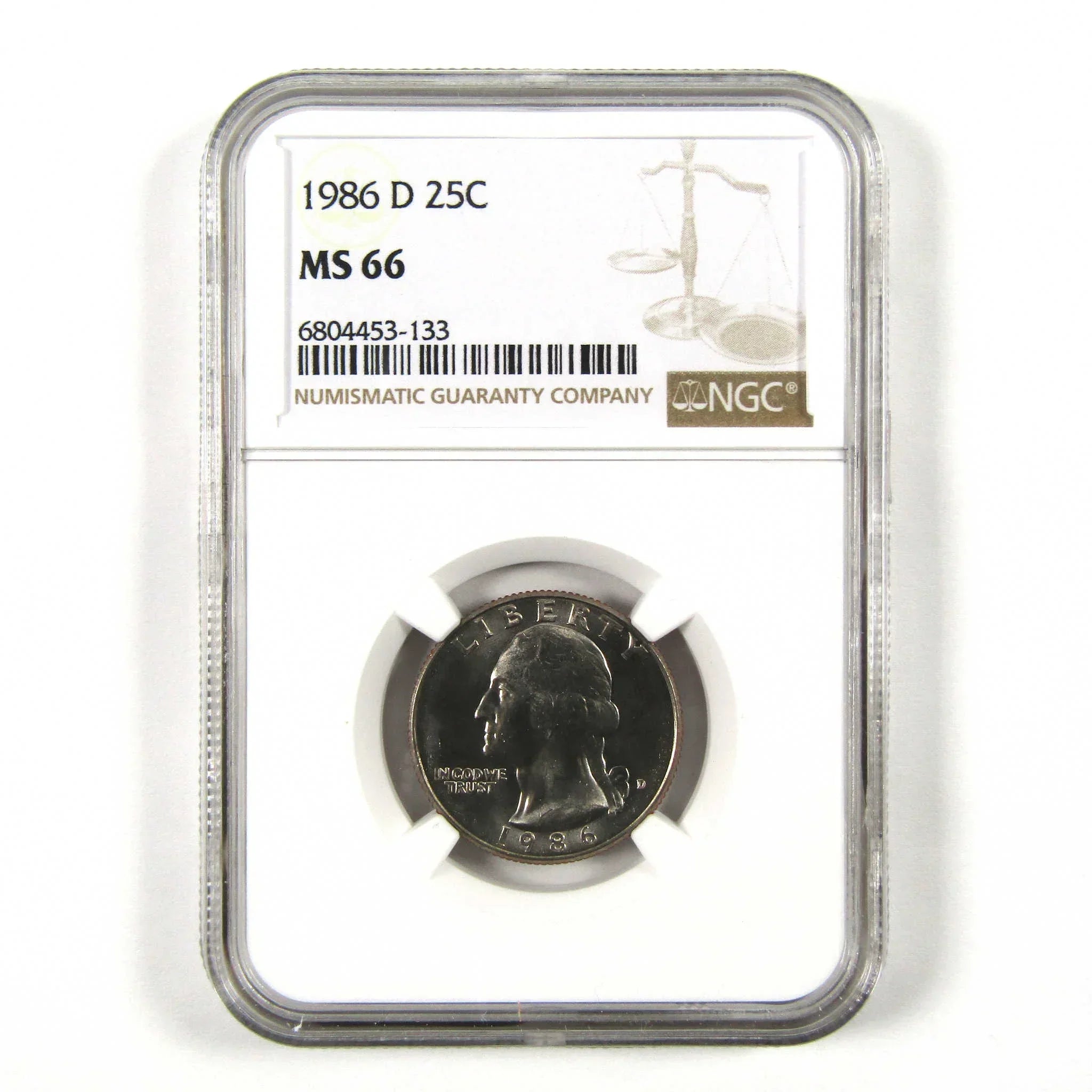 1986 D Washington Quarter MS 66 NGC Clad 25c Uncirculated SKU:I9505