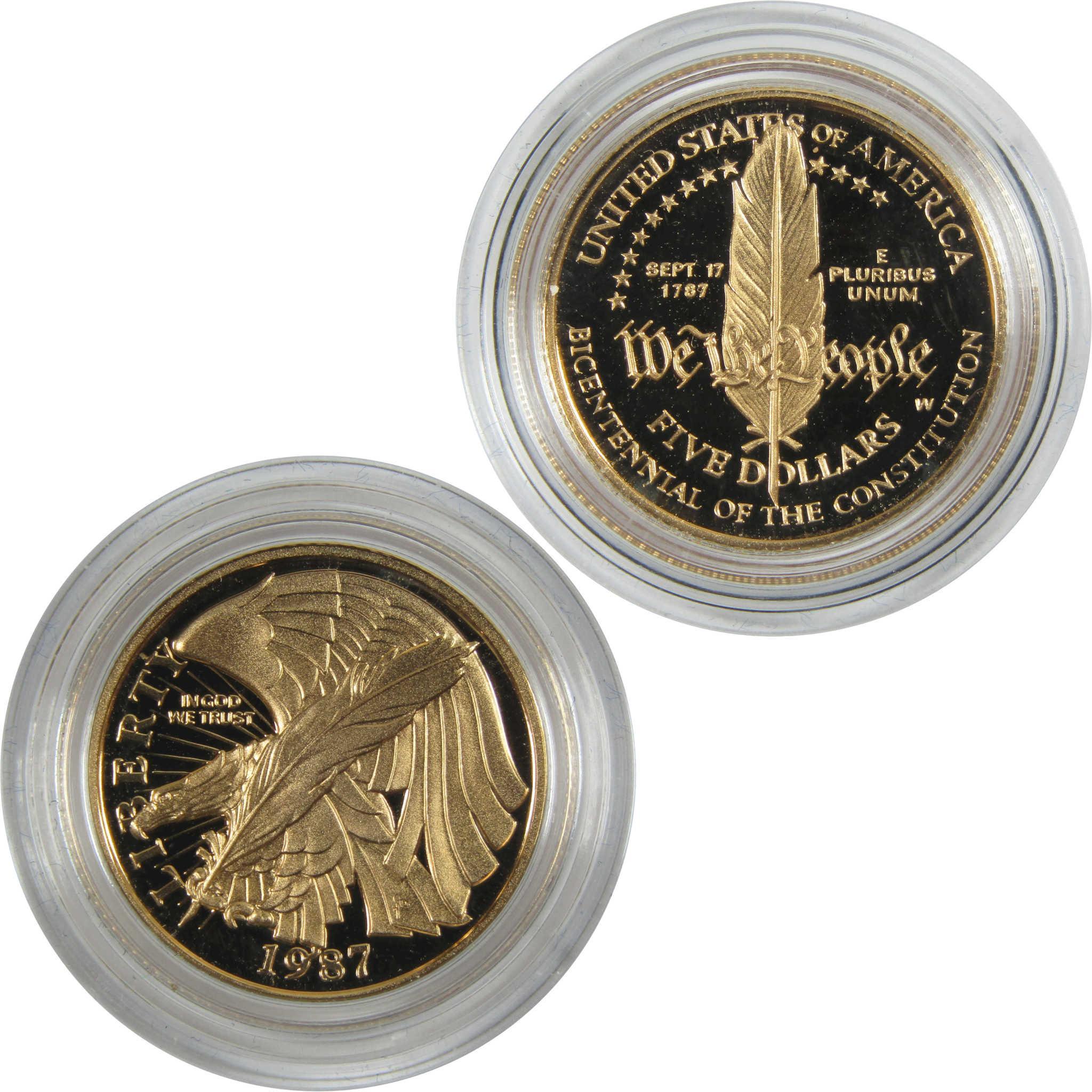 1987 W $5 U.S. Constitution Commemorative Gold Proof Coin Collectible