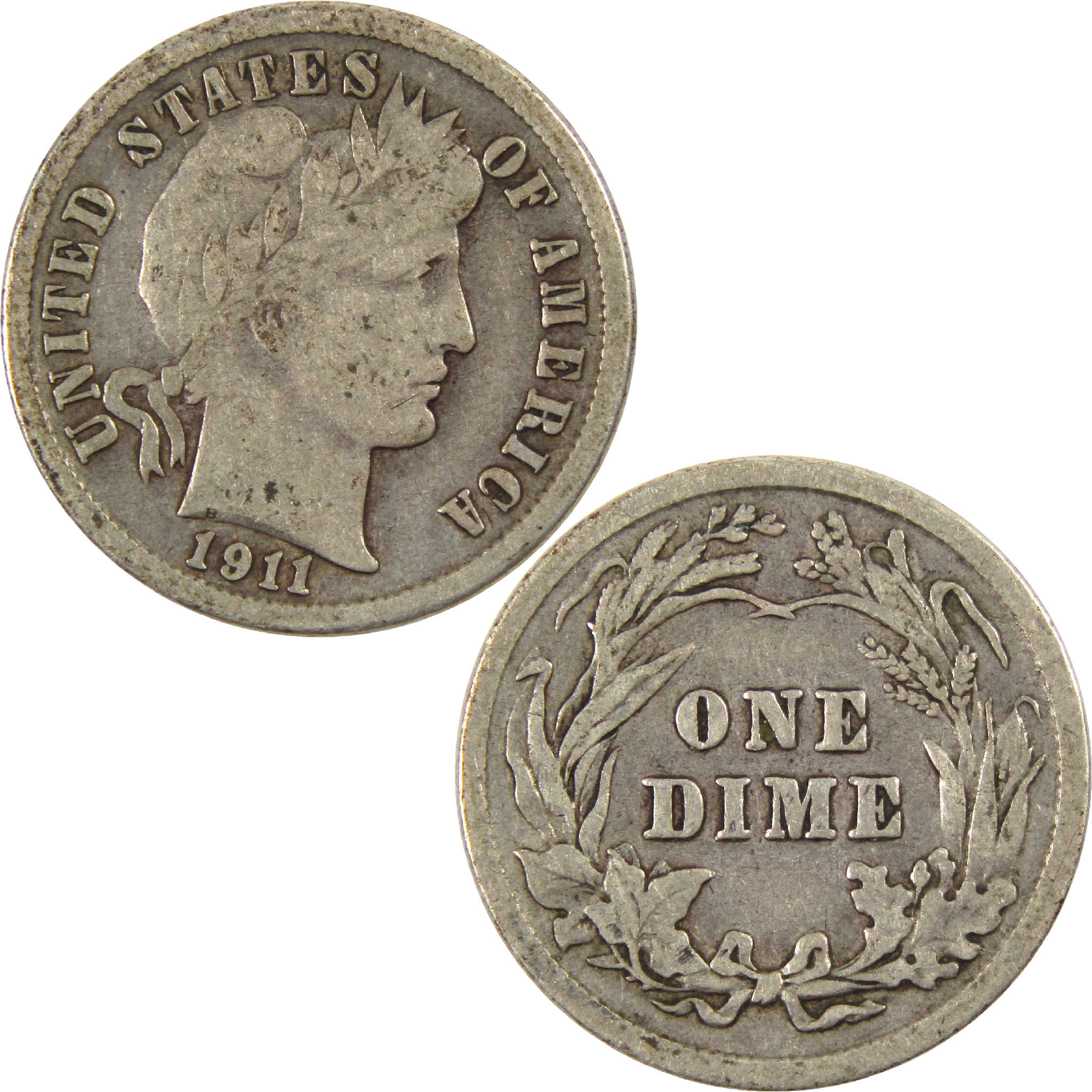 1911 Barber Dime VG Very Good Silver 10c Coin