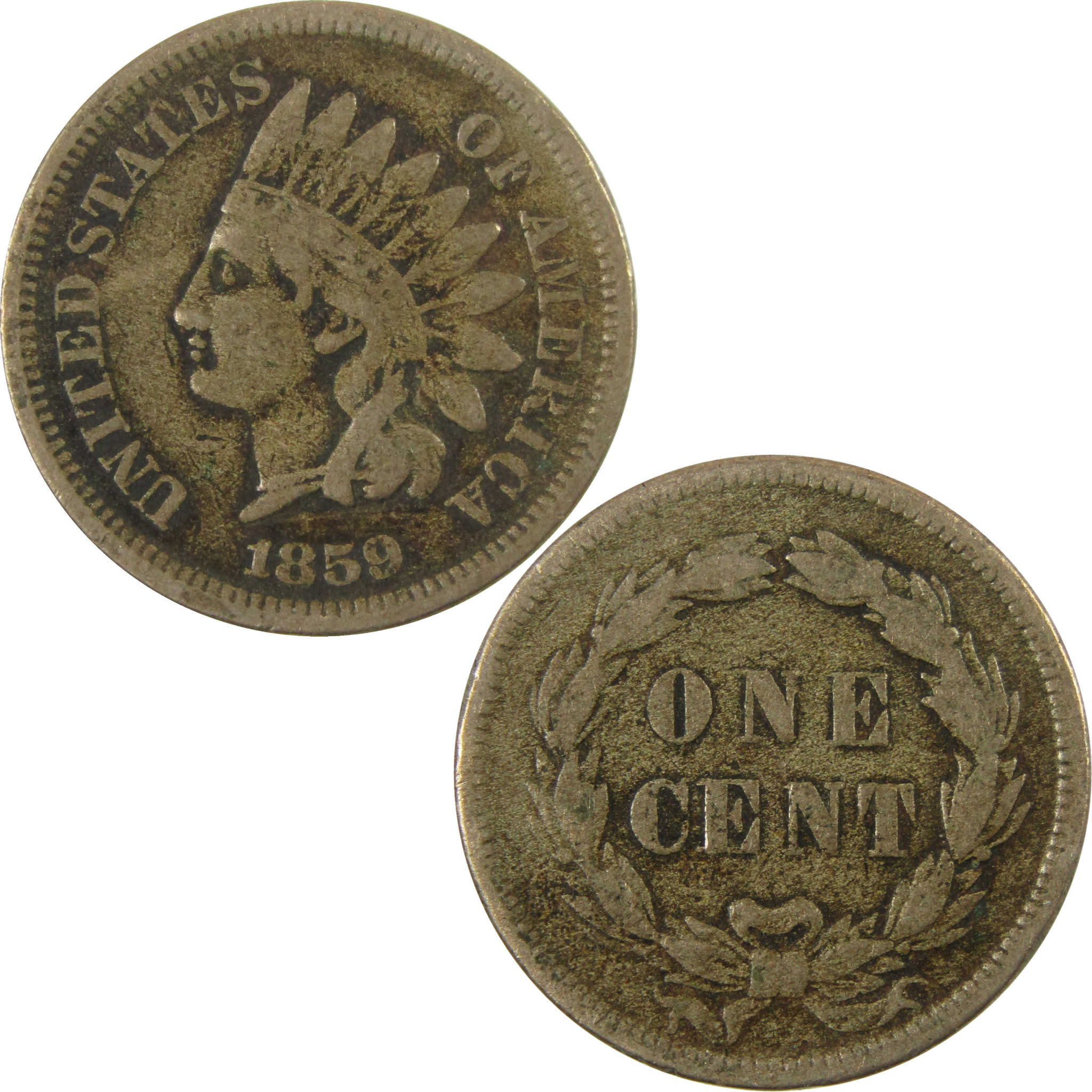 1859 Indian Head Cent F Fine Penny 1c Coin Collectible SKU:I28339