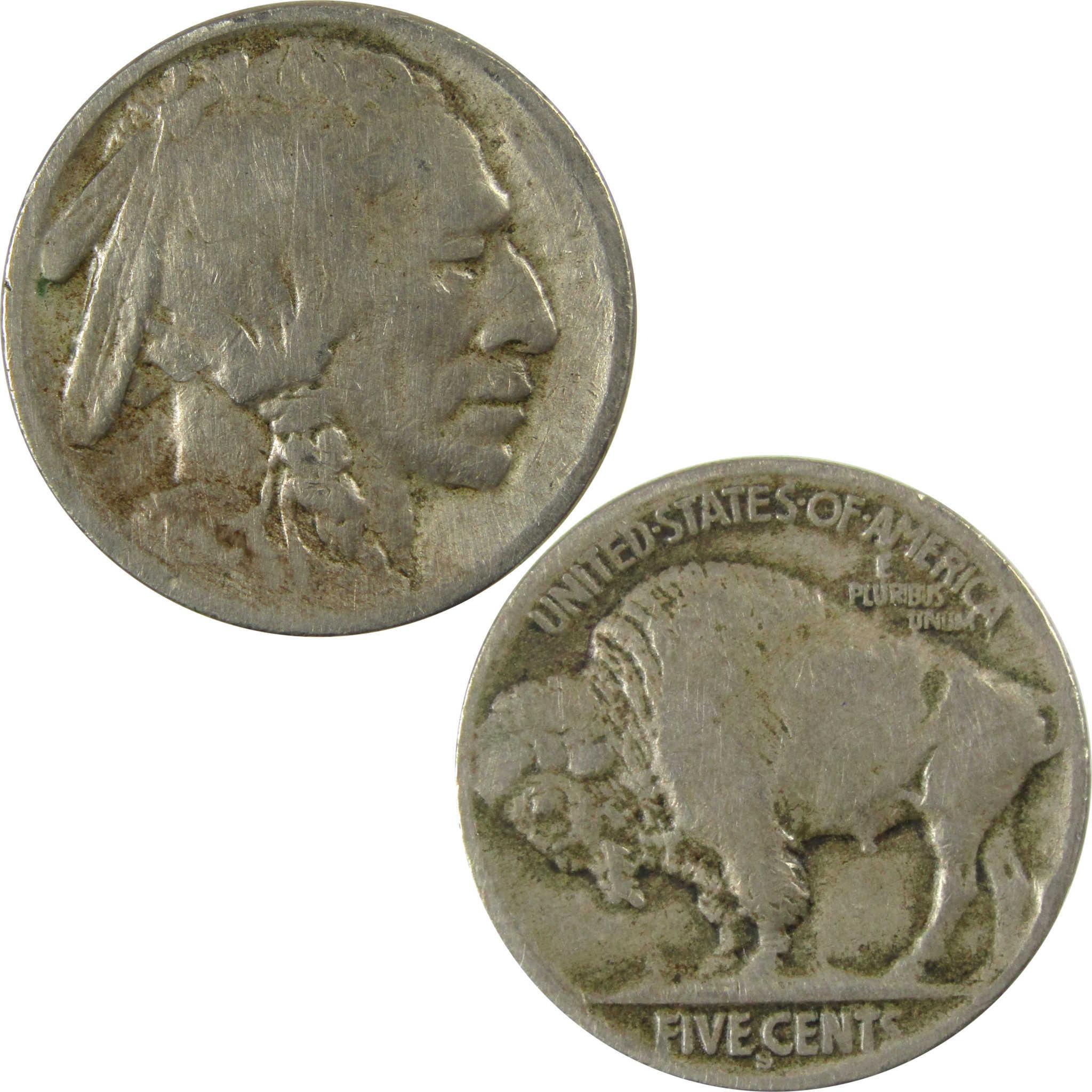 1913 S Type 2 Indian Head Buffalo Nickel F Fine 5c Coin SKU:CP734