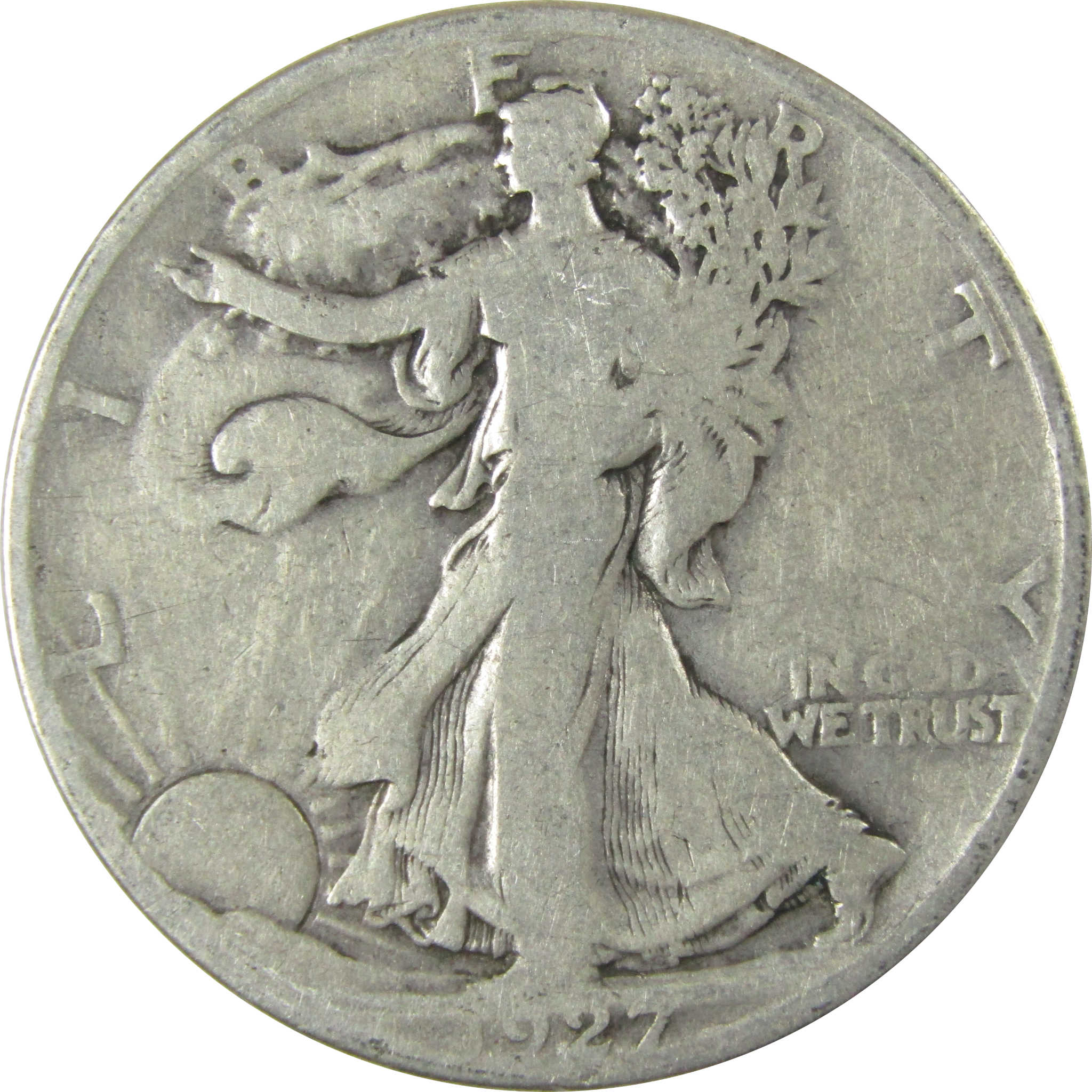 1927 S Liberty Walking Silver Half Dollar AG About Good SKU:CP514