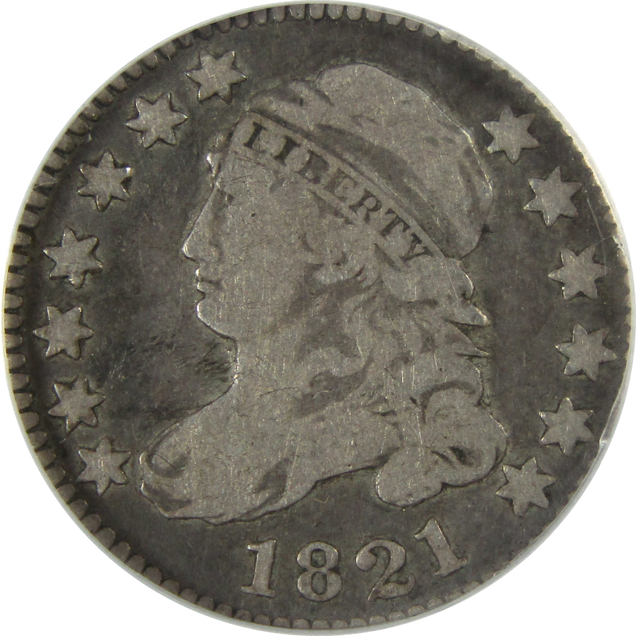 1821 Large Date Capped Bust Silver Dime VG 10 ANACS SKU:I28056