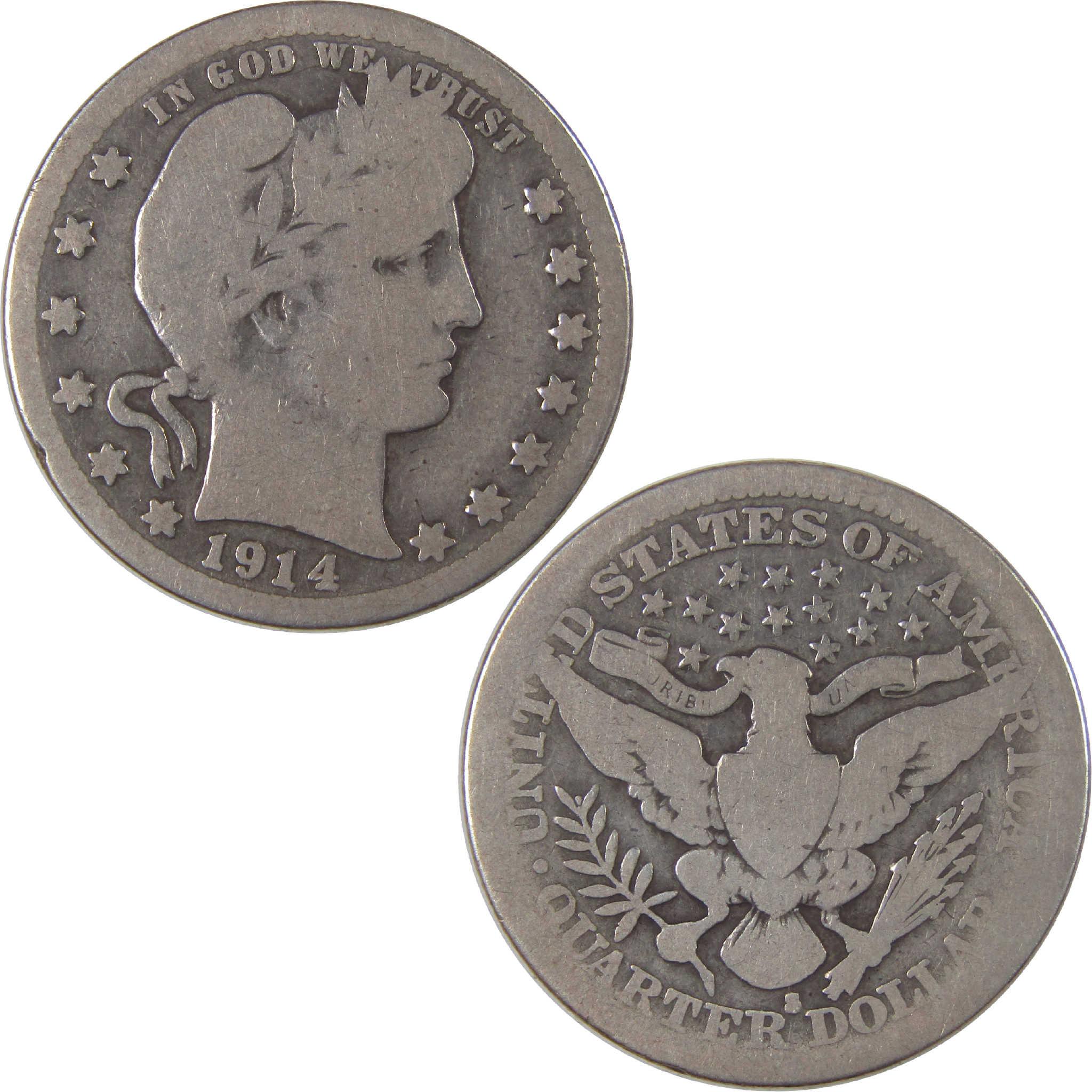 1914 S Barber Quarter AG About Good Silver 25c Coin SKU:I18119