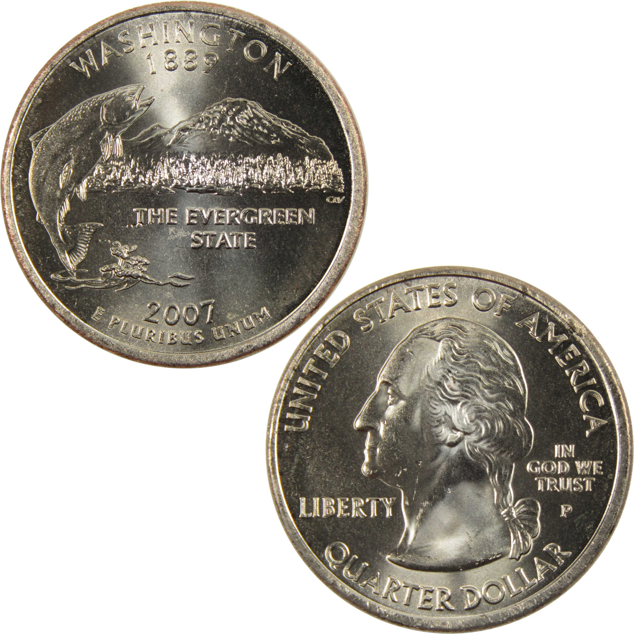 2007 P Washington State Quarter BU Uncirculated Clad 25c Coin