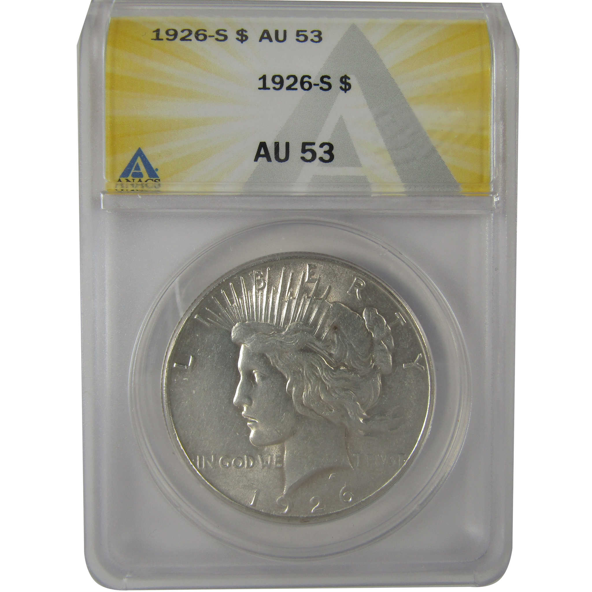 1926 S Peace Dollar AU 53 ANACS Silver $1 Coin SKU:I23060