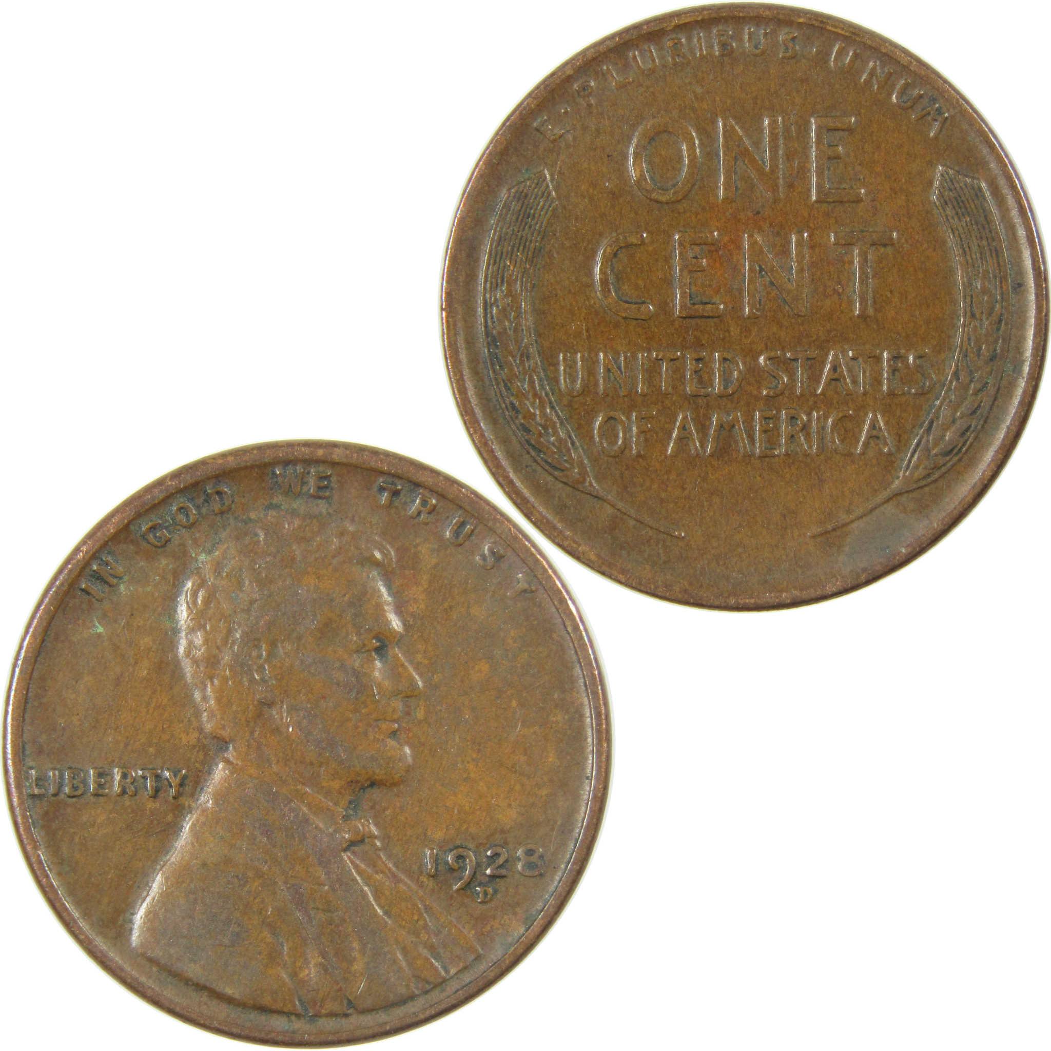1928 D Lincoln Wheat Cent VF Very Fine Penny 1c Coin SKU:I27595