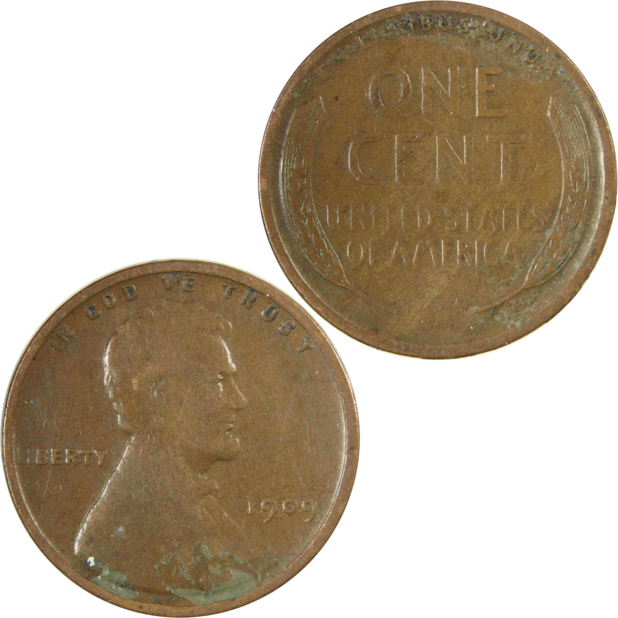 1909 Lincoln Wheat Cent VG Very Good Penny 1c Coin SKU:I26695
