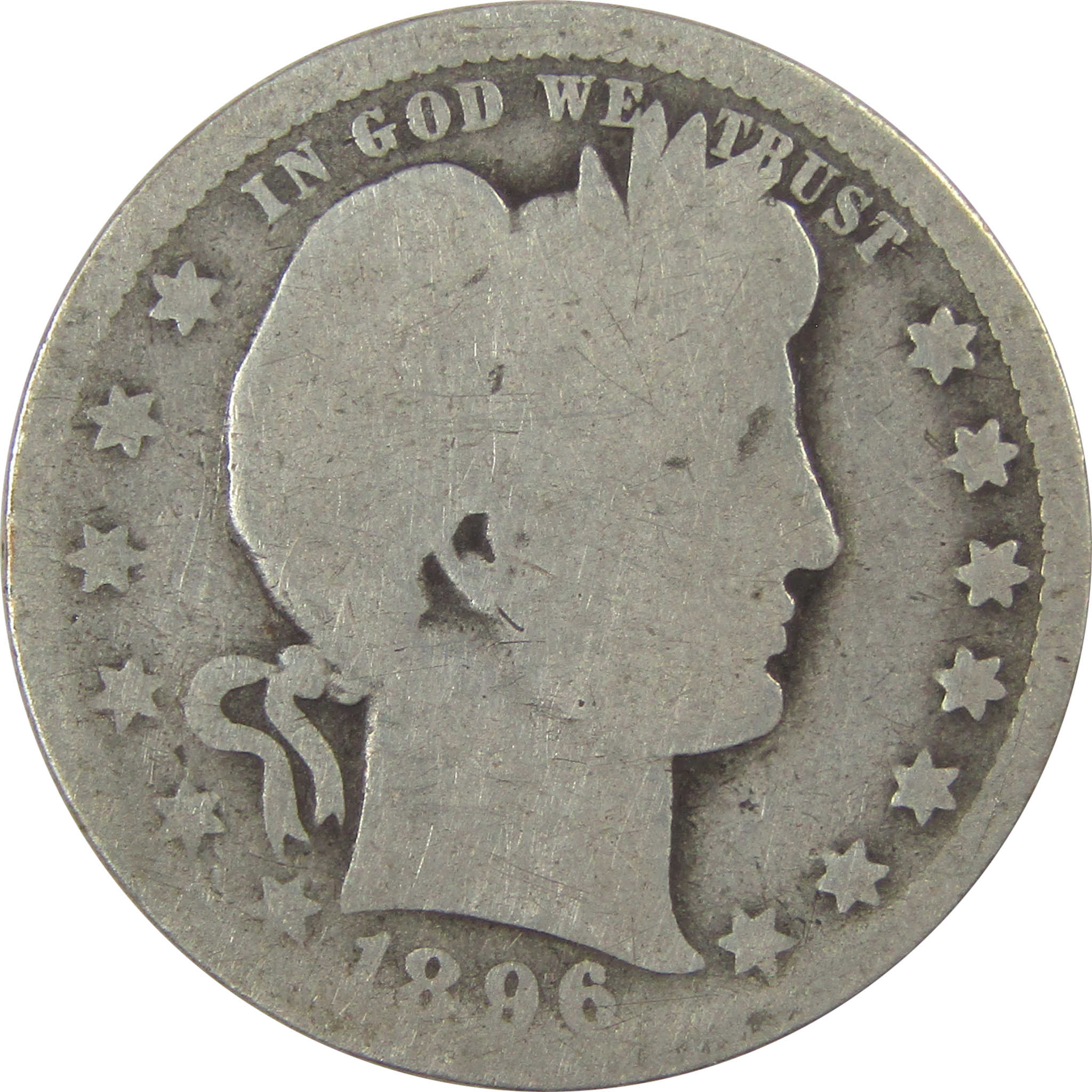 1896 O Barber Quarter AG About Good Silver 25c Coin SKU:I21877