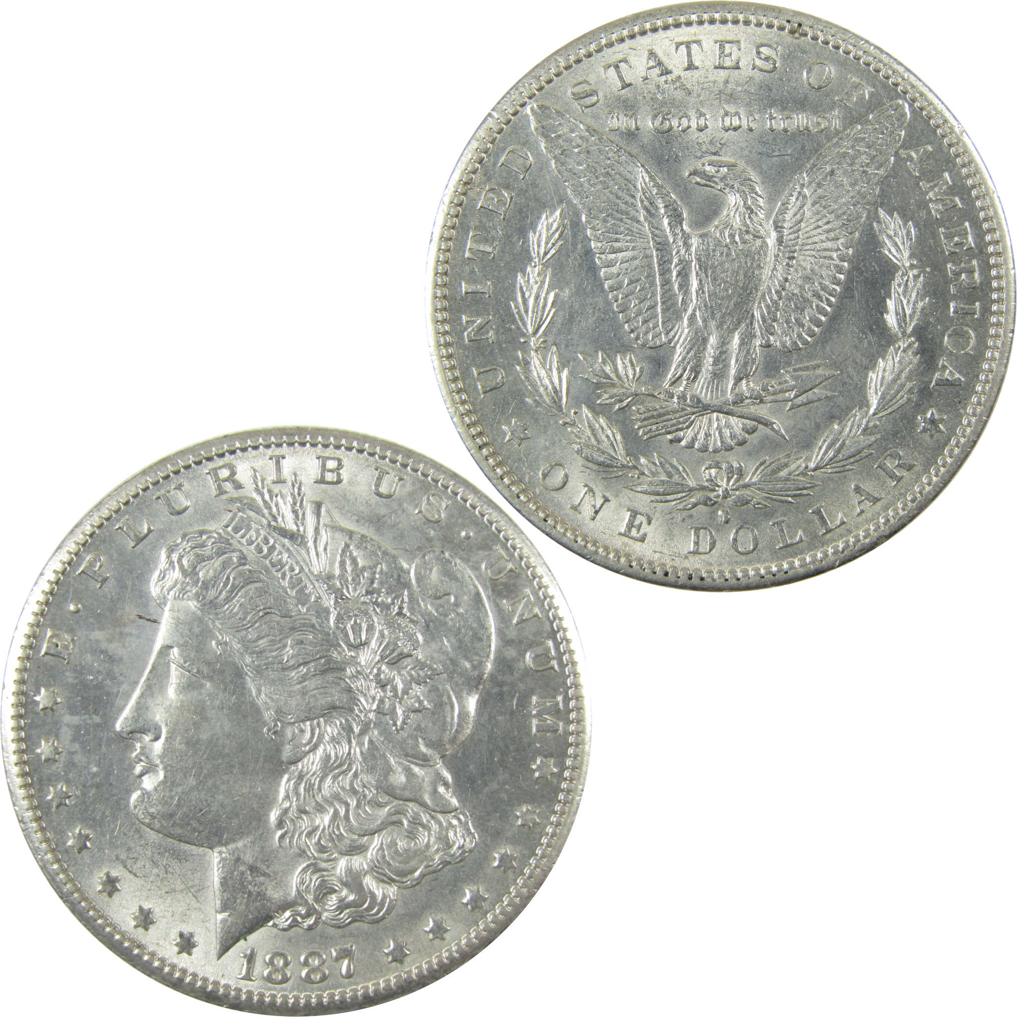 1887 S Morgan Silver Dollar Borderline Uncirculated $1 Coin SKU:I26043