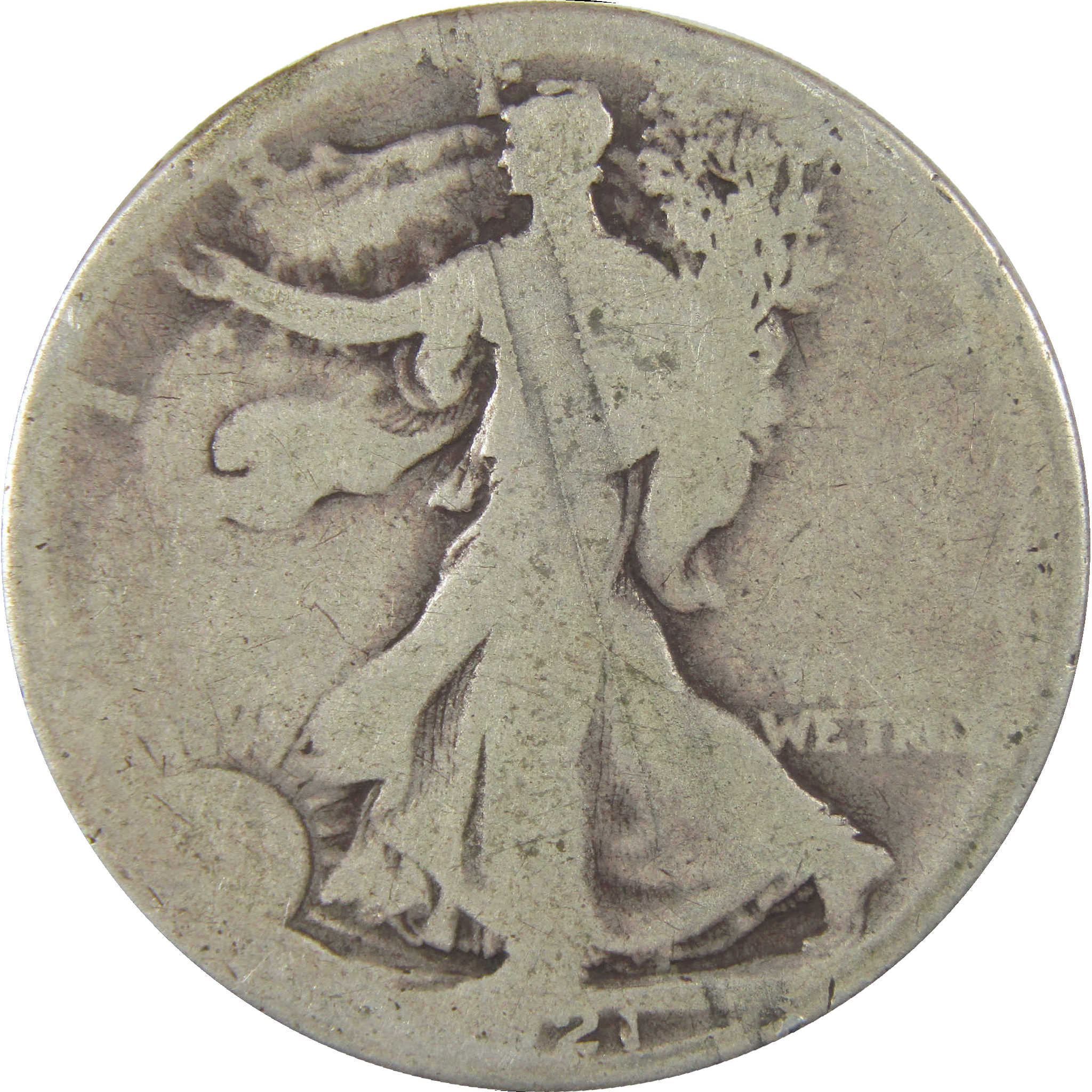 1921 S Liberty Walking Silver Half Dollar AG About Good SKU:I24109