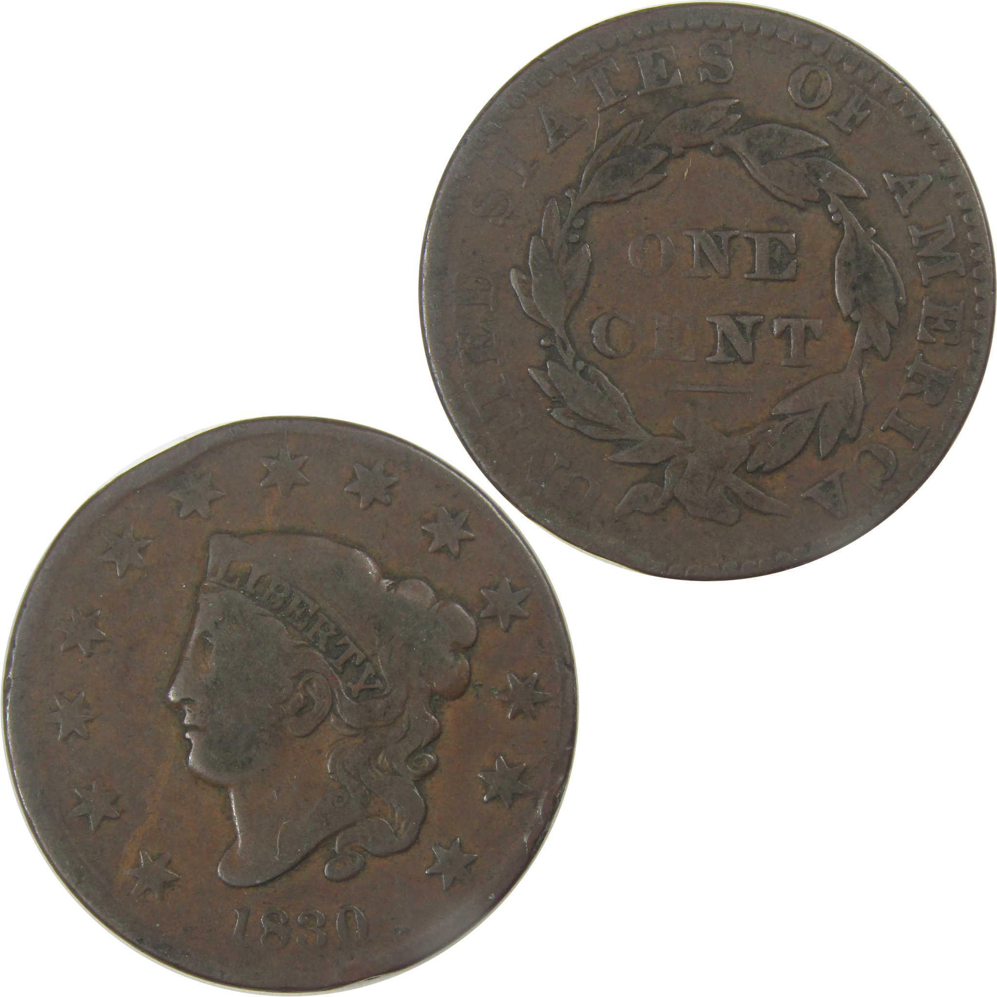 1830 Medium Letters Coronet Head Large Cent VG Details SKU:I21645
