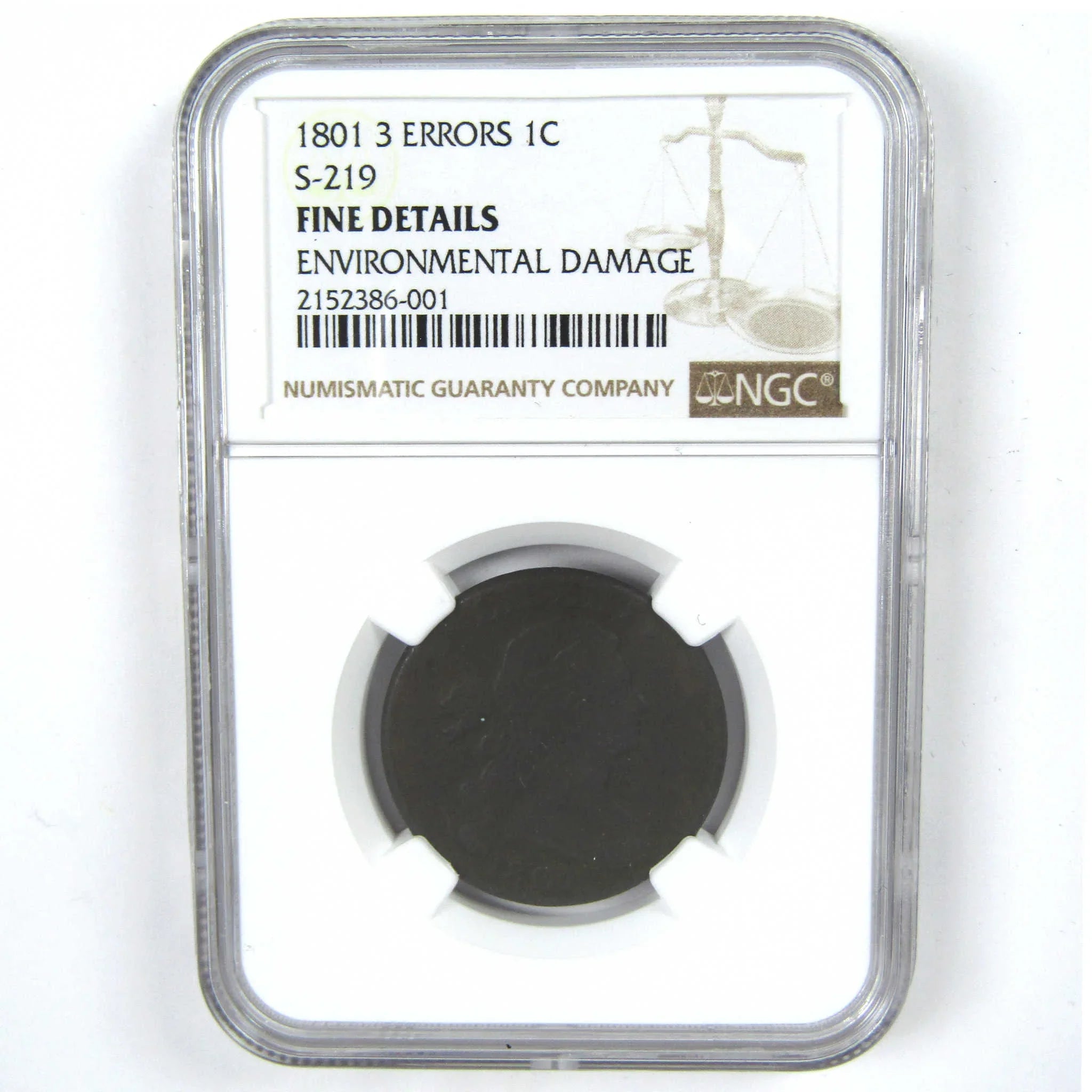 1801 3 Errors Draped Bust Large Cent F Fine Details NGC SKU:CPC7166