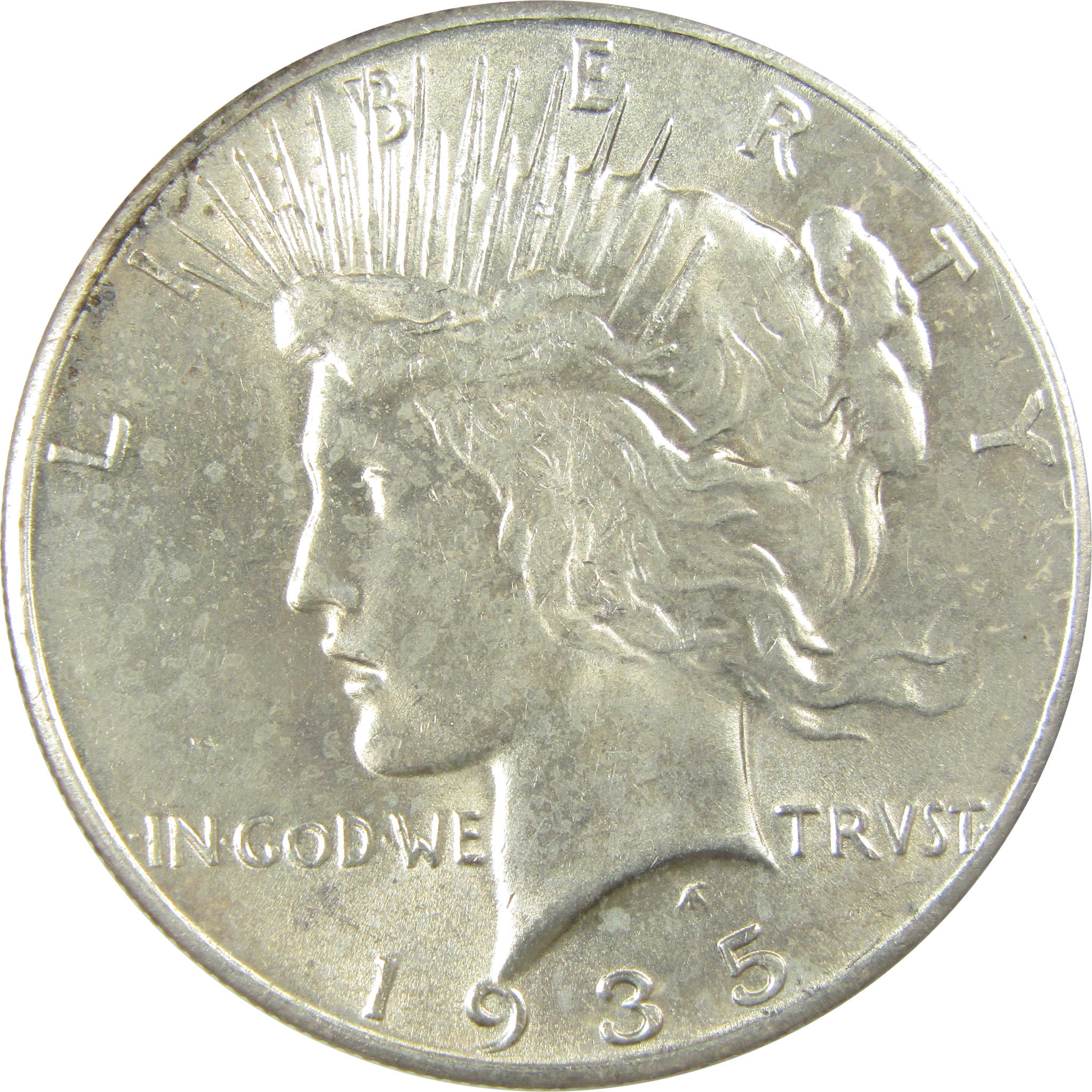1935 Peace Dollar Borderline Uncirculated Silver $1 Coin SKU:I20979