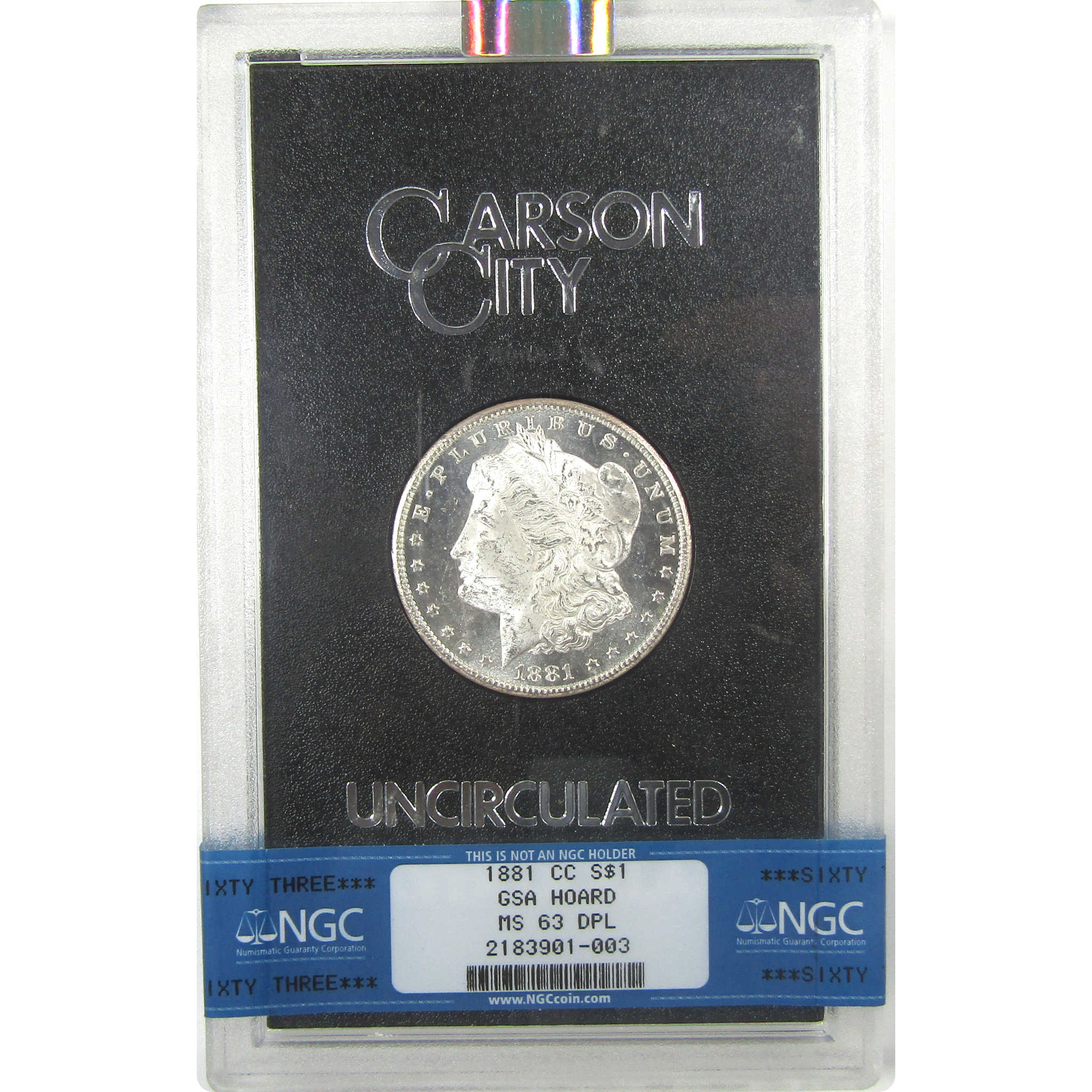 1881 CC GSA Morgan Silver Dollar MS 63 DPL NGC $1 Coin OGP SKU:I23784