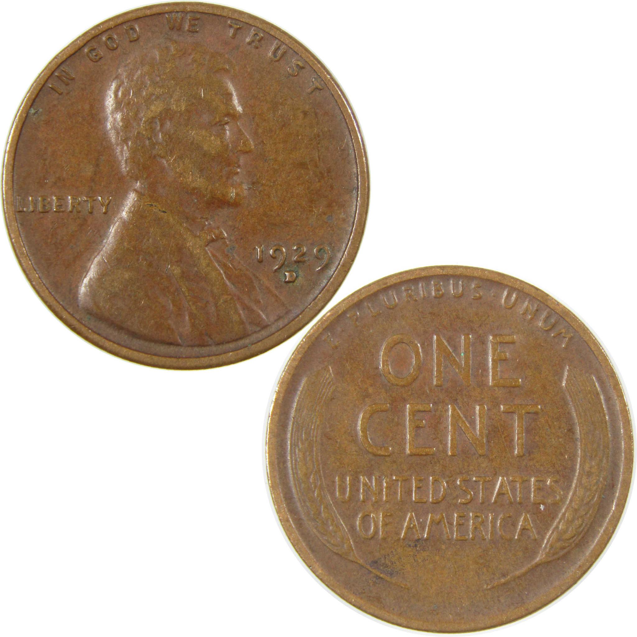 1929 D Lincoln Wheat Cent VF Very Fine Penny 1c Coin SKU:I27274