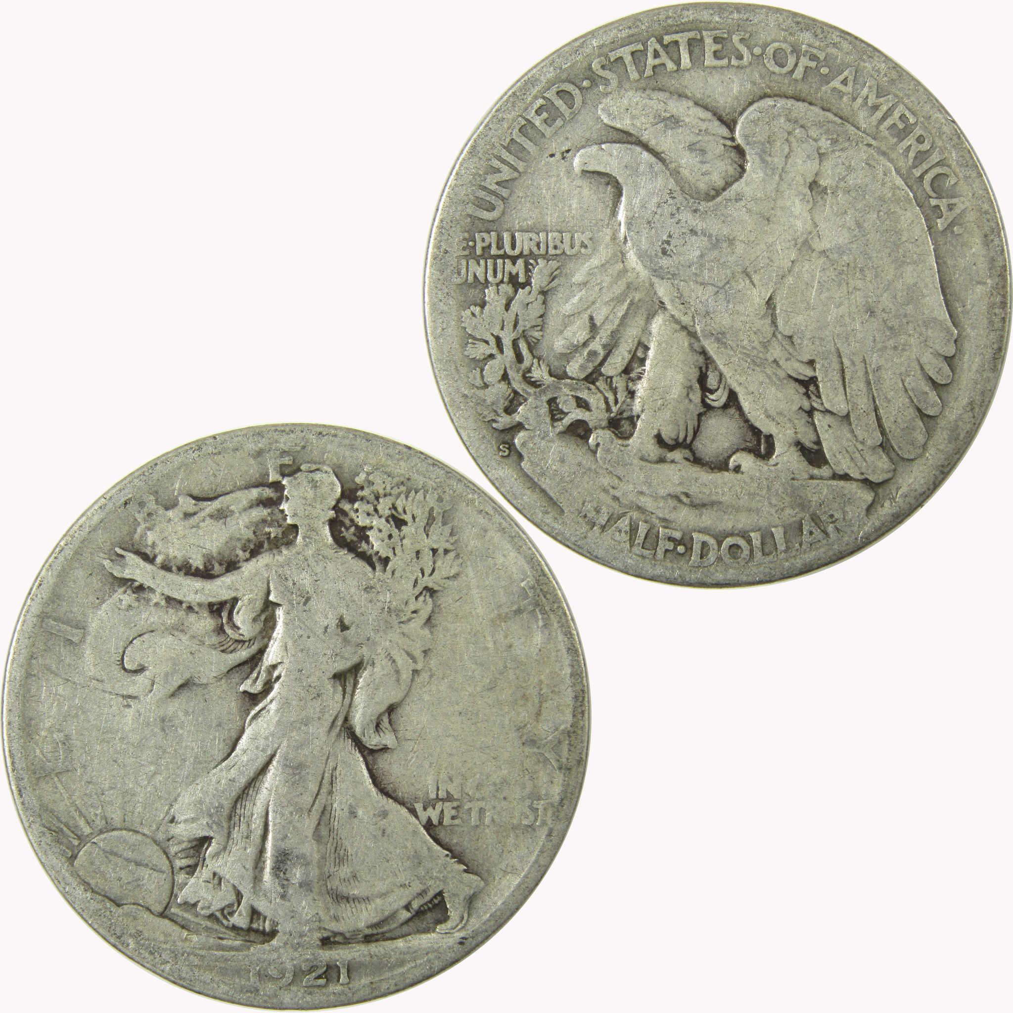 1921 S Liberty Walking Silver 50c VG Very Good Details SKU:CP1457