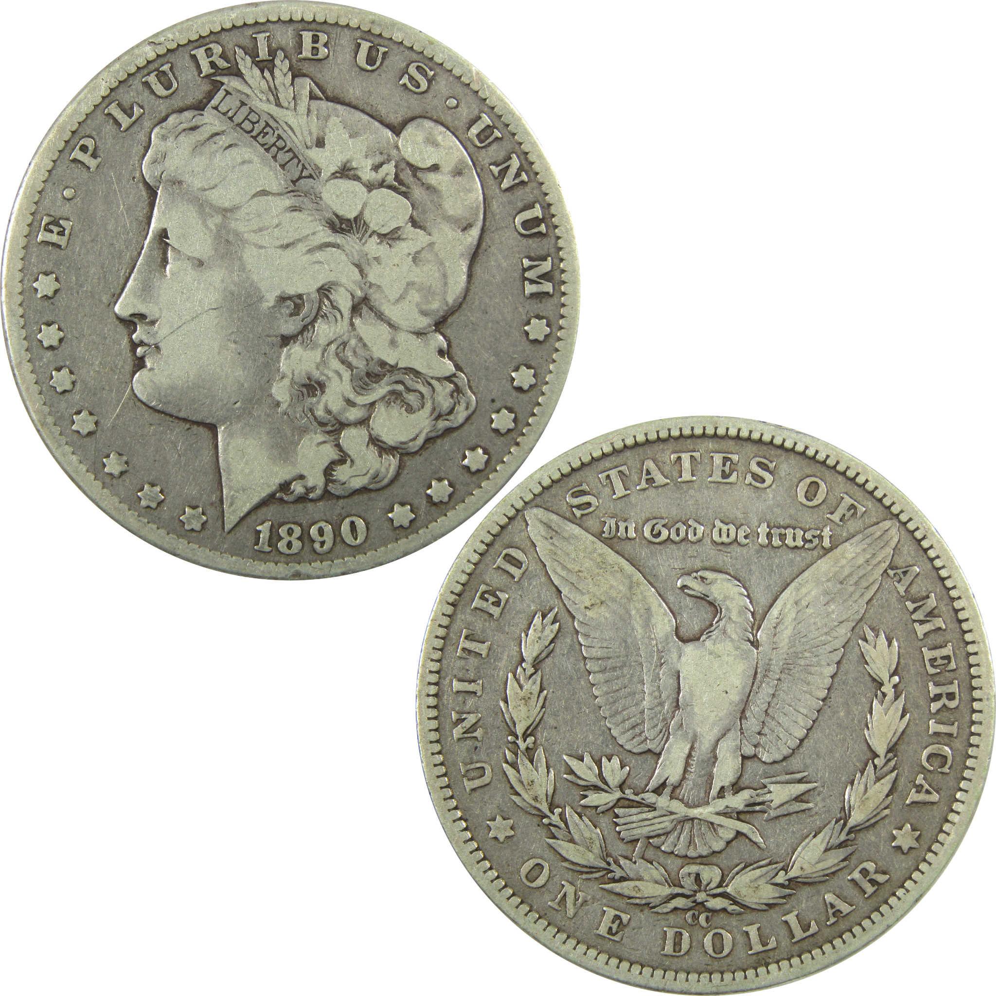 1890 CC Tail Bar Morgan Silver Dollar F Fine $1 Coin SKU:CP1356 - Morgan coin - Morgan silver dollar - Morgan silver dollar for sale - Profile Coins & Collectibles