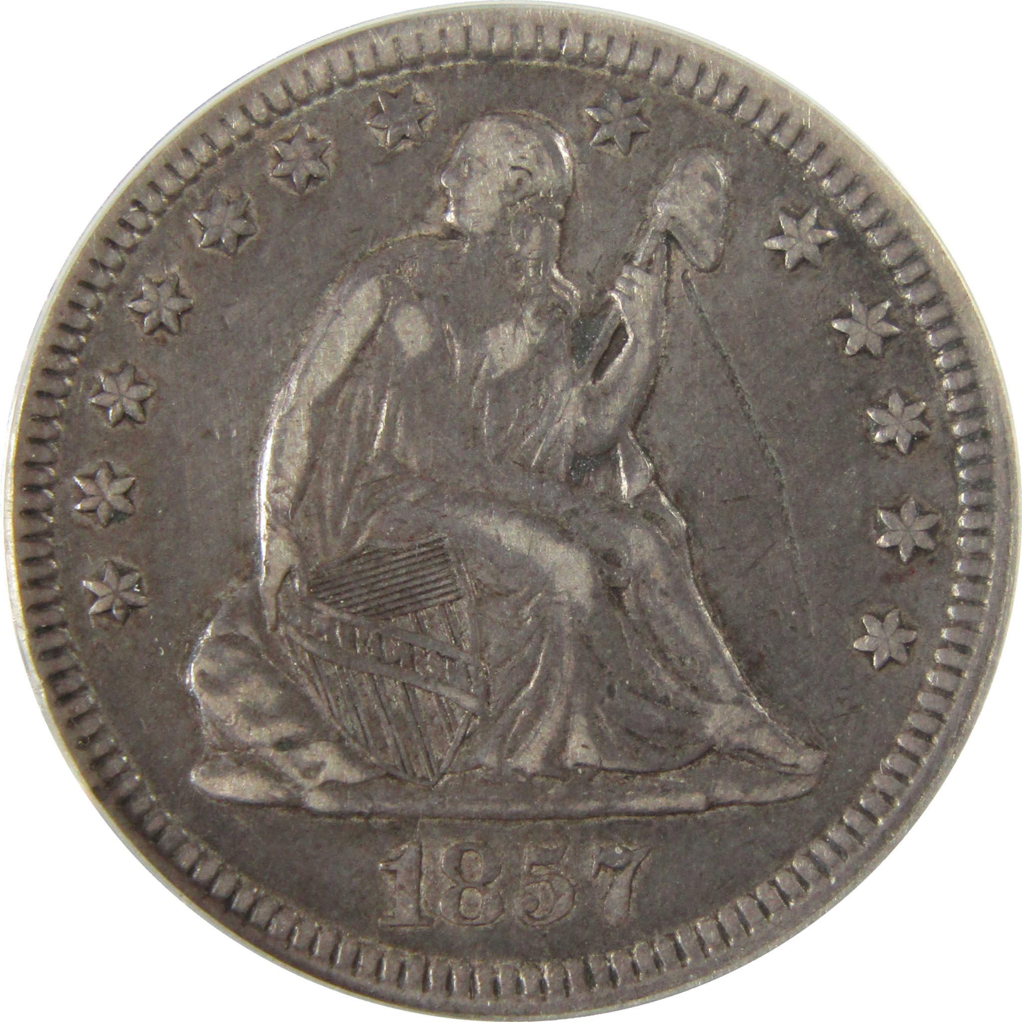 1857 Seated Liberty Silver Quarter EF 40 Details ANACS SKU:I28040