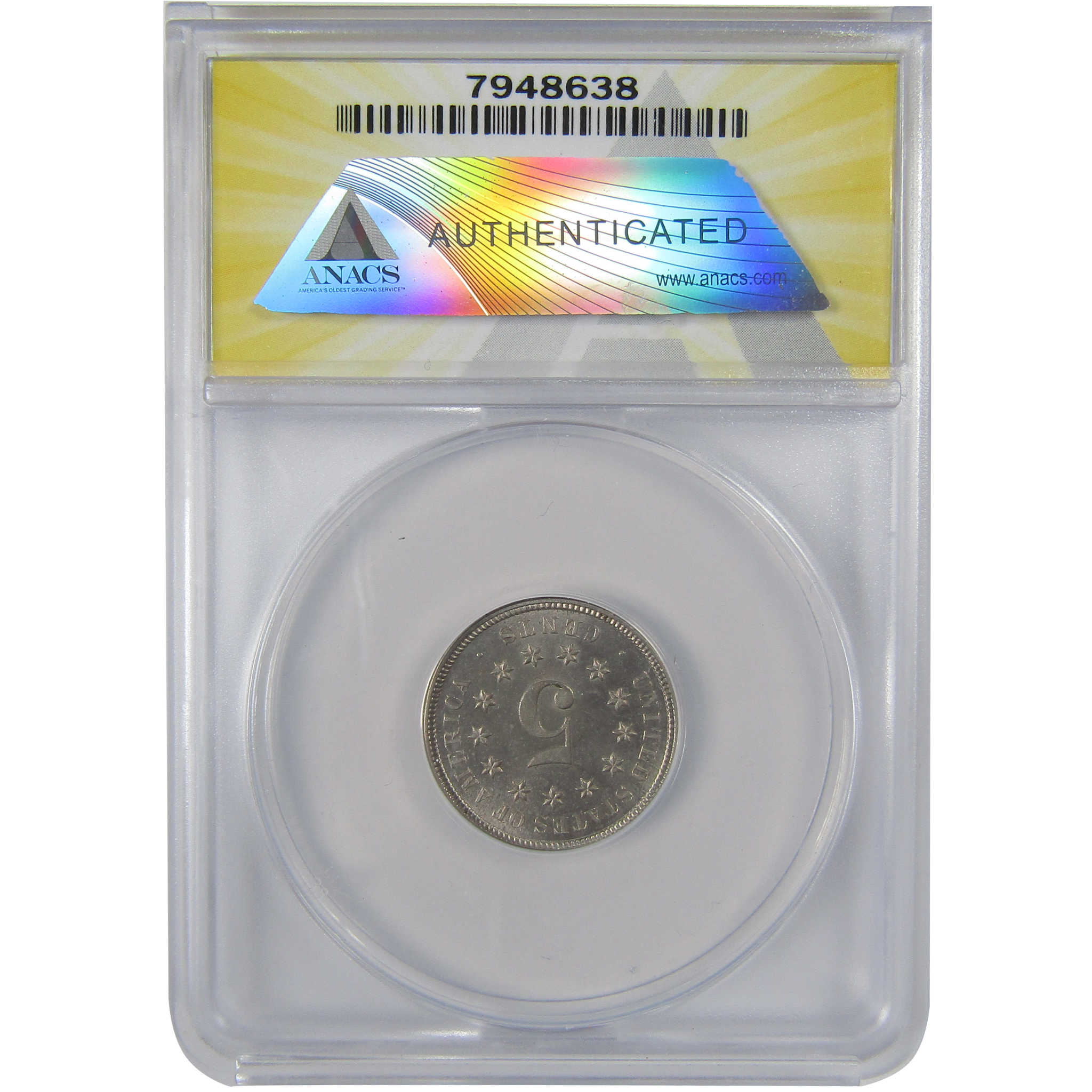 1876 Shield Nickel MS 63 ANACS Uncirculated 5c Coin SKU:I23686