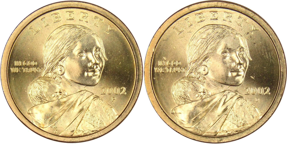 2002 P&D Sacagawea Native American Dollar 2 Coin Set Uncirculated
