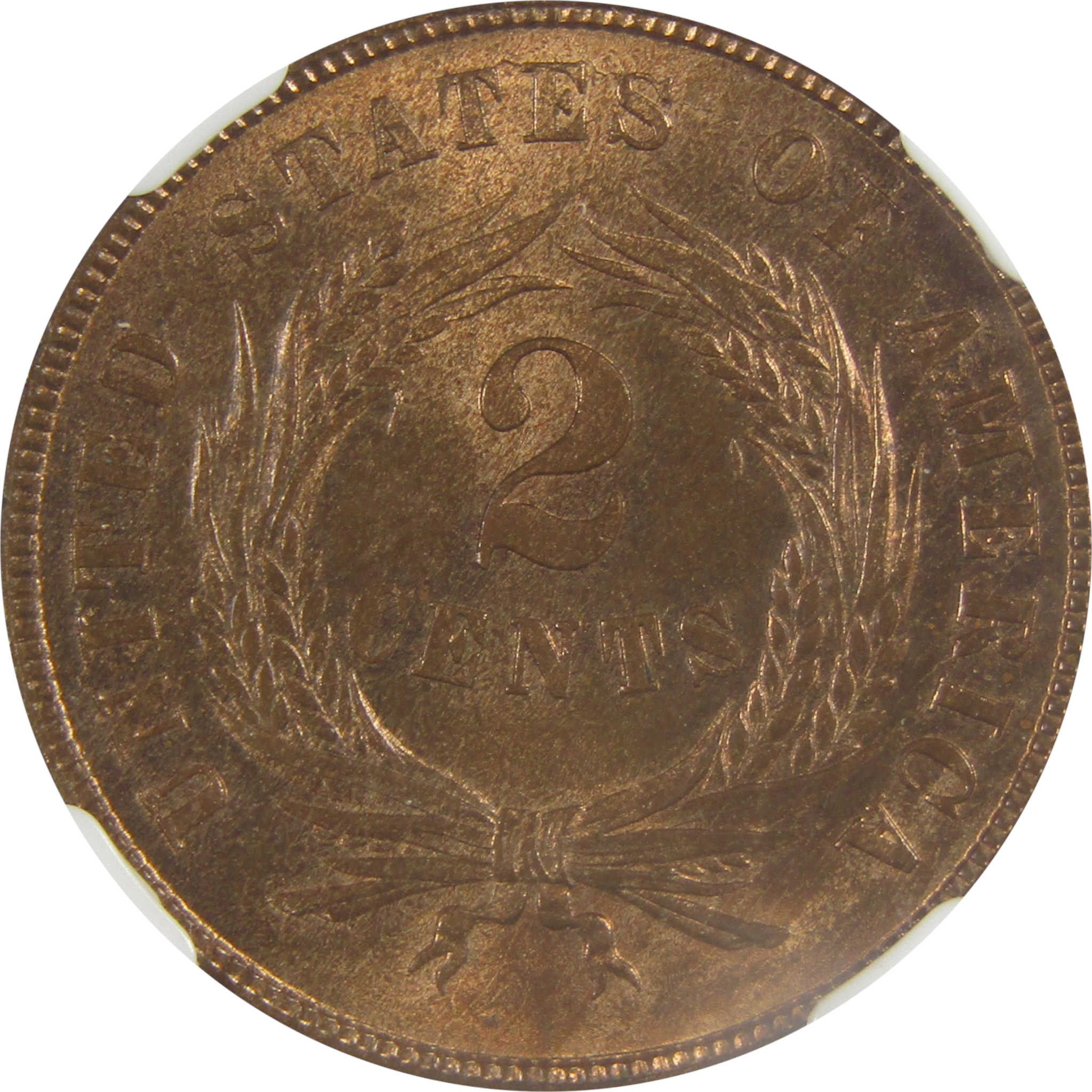 1867 Two Cent Piece MS 66 RB NGC Uncirculated 2c Coin SKU:I21996
