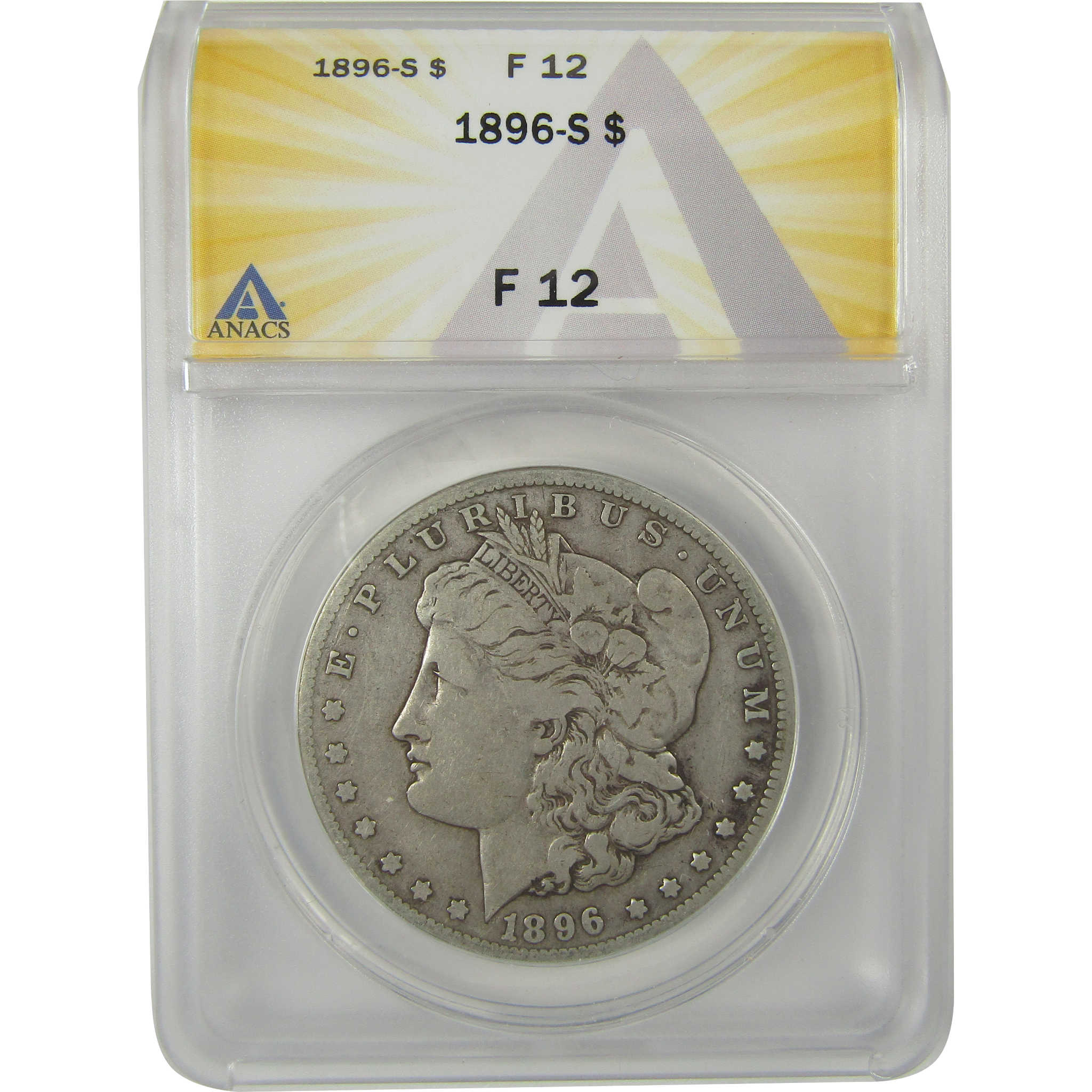 1896 S Morgan Dollar F 12 ANACS Silver $1 Coin SKU:I20775 - Morgan coin - Morgan silver dollar - Morgan silver dollar for sale - Profile Coins & Collectibles